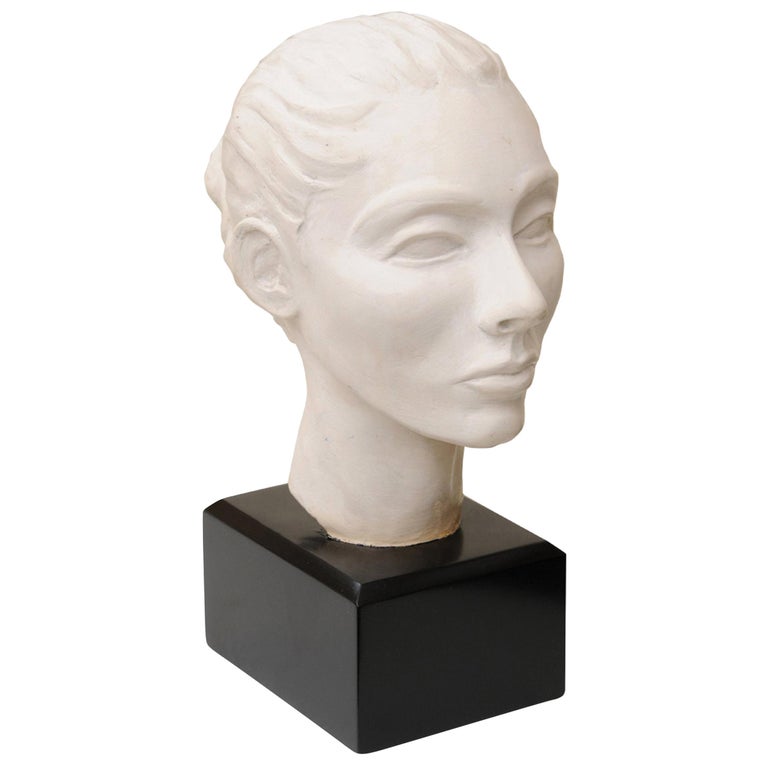Plaster Of Paris Italian Head Bust Sculpture With Black Wood Base Vintage For Sale At 1stdibs plaster of paris italian head bust sculpture with black wood base vintage