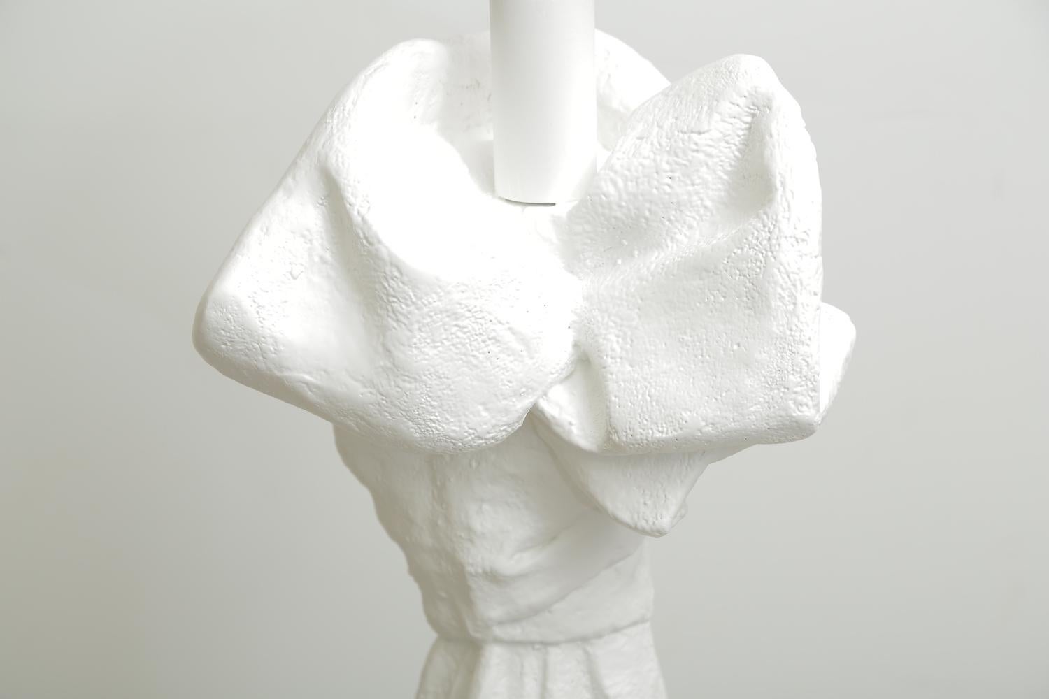 American Vintage Plaster of Paris White Knotted Draped John Dickinson Style Floor Lamp For Sale