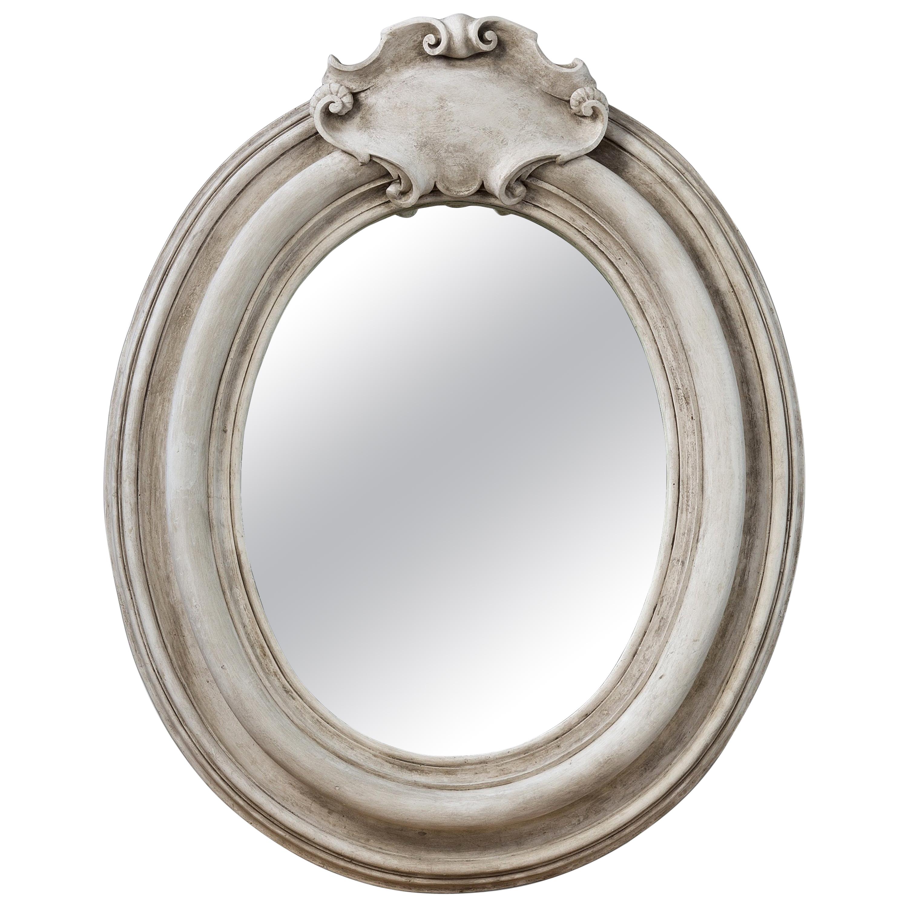 1890 Gilded Wood and Plaster Oval Mirror For Sale at 1stDibs