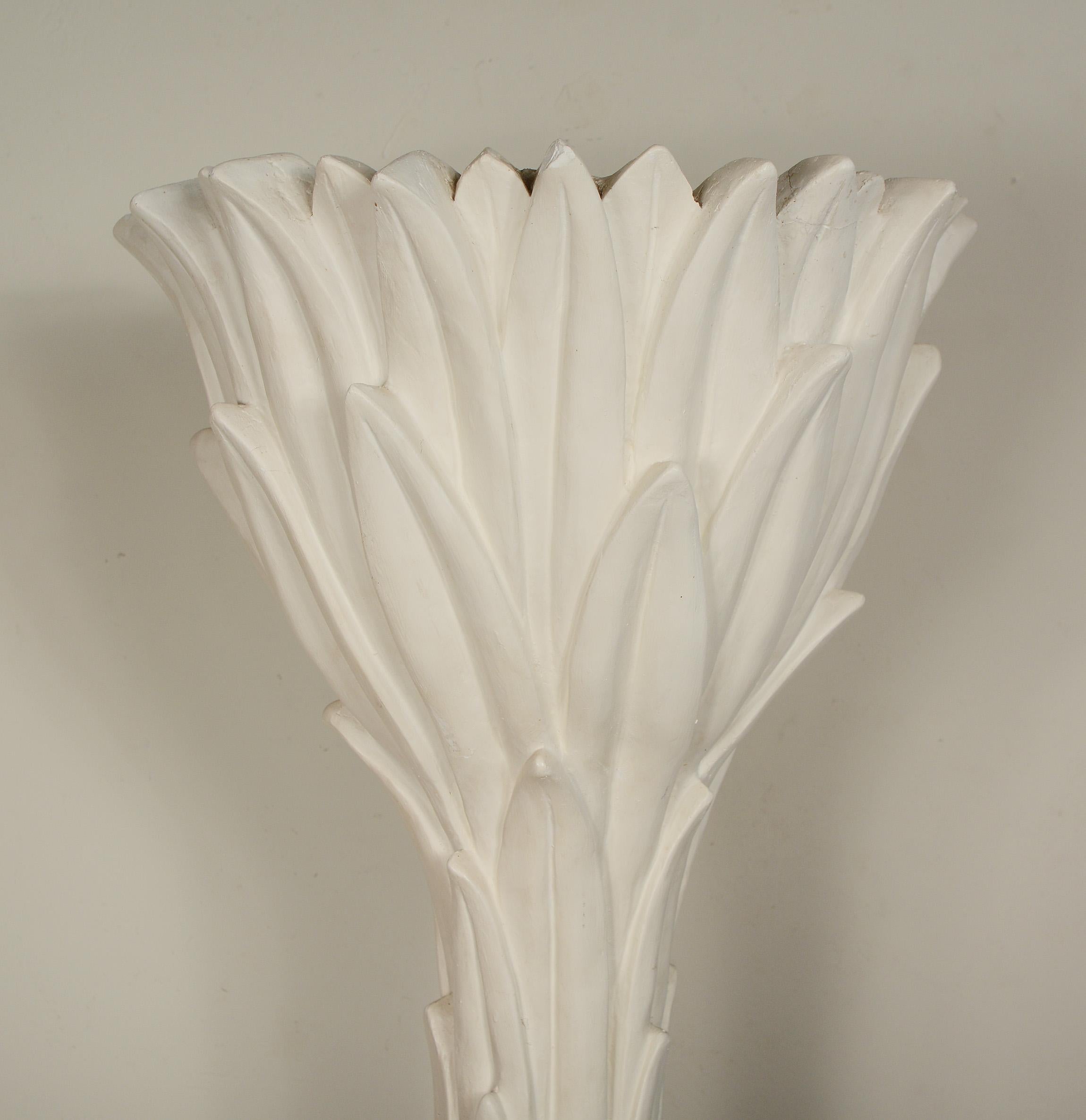 American Plaster Palm Tree Torchiere Lamp in the Style of Serge Roche