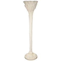 Plaster Palm Tree Torchiere Lamp in the Style of Serge Roche