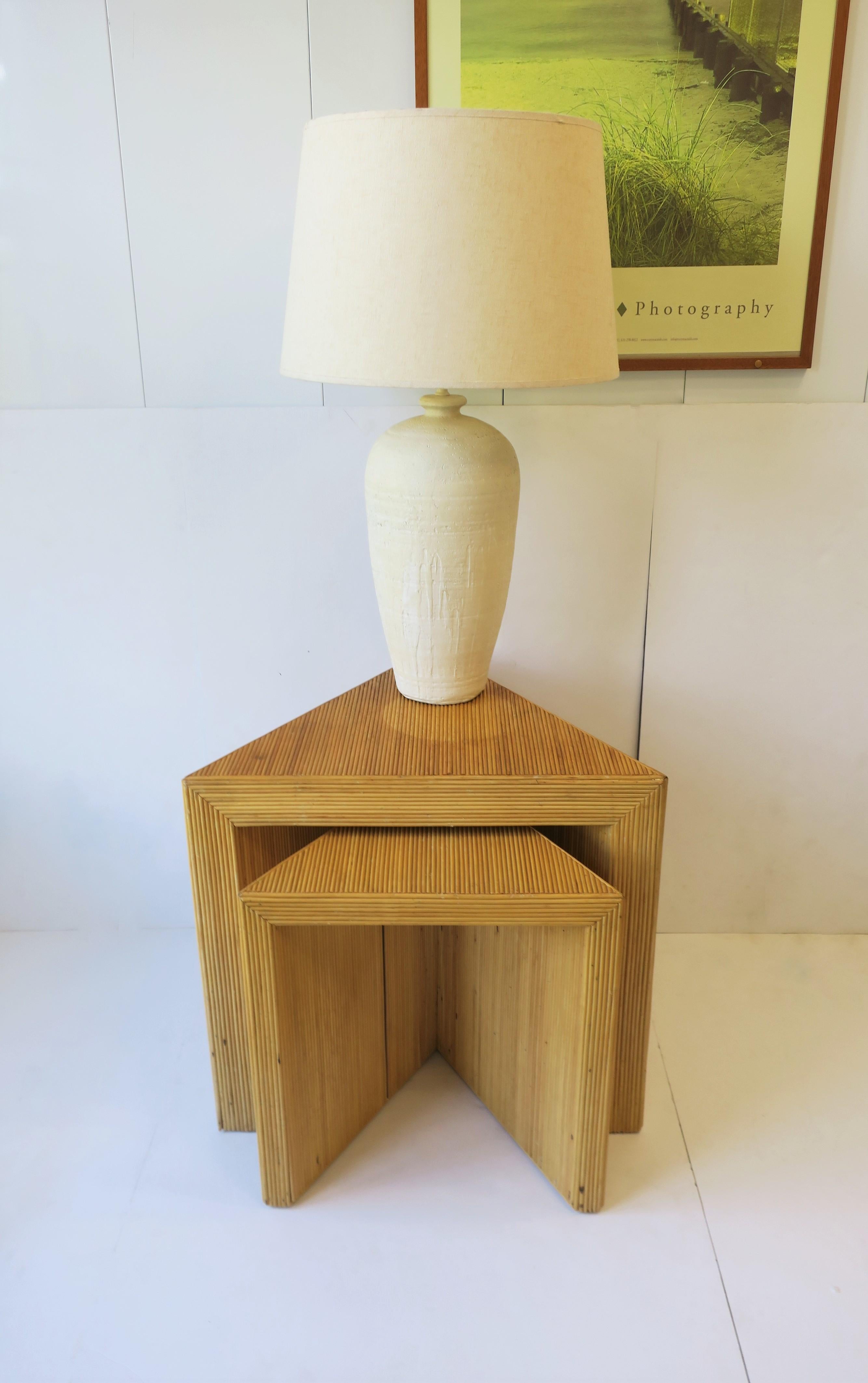 Unglazed Plaster Pottery Table or Desk Lamp by Design Technics