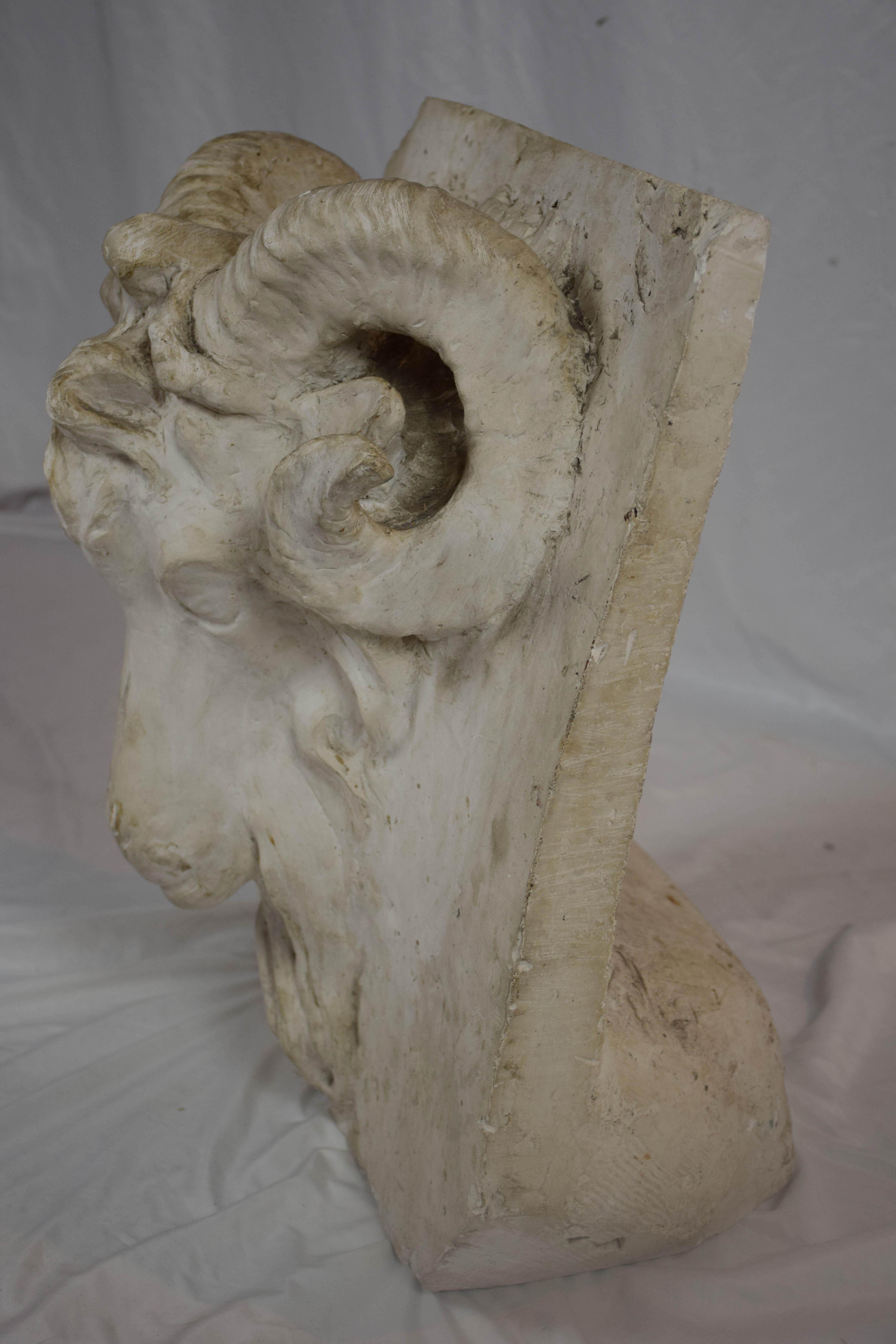 Other Plaster Ram Head Sculpture