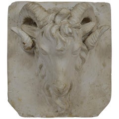 Plaster Ram Head Sculpture