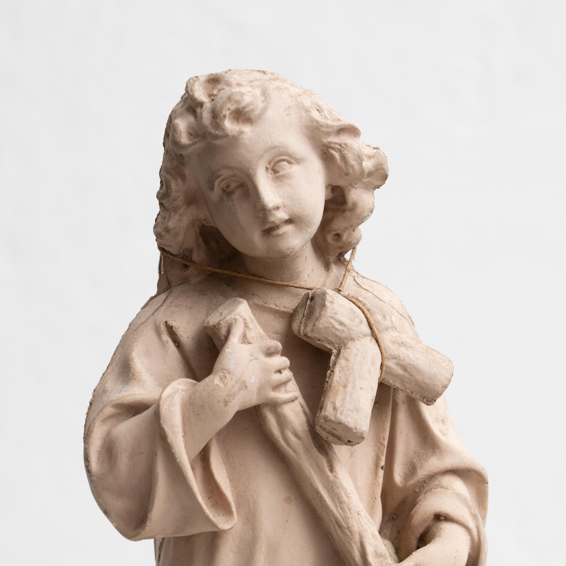 Spanish Plaster Religious Baby Jesus Christ Traditional Figure, circa 1950 For Sale