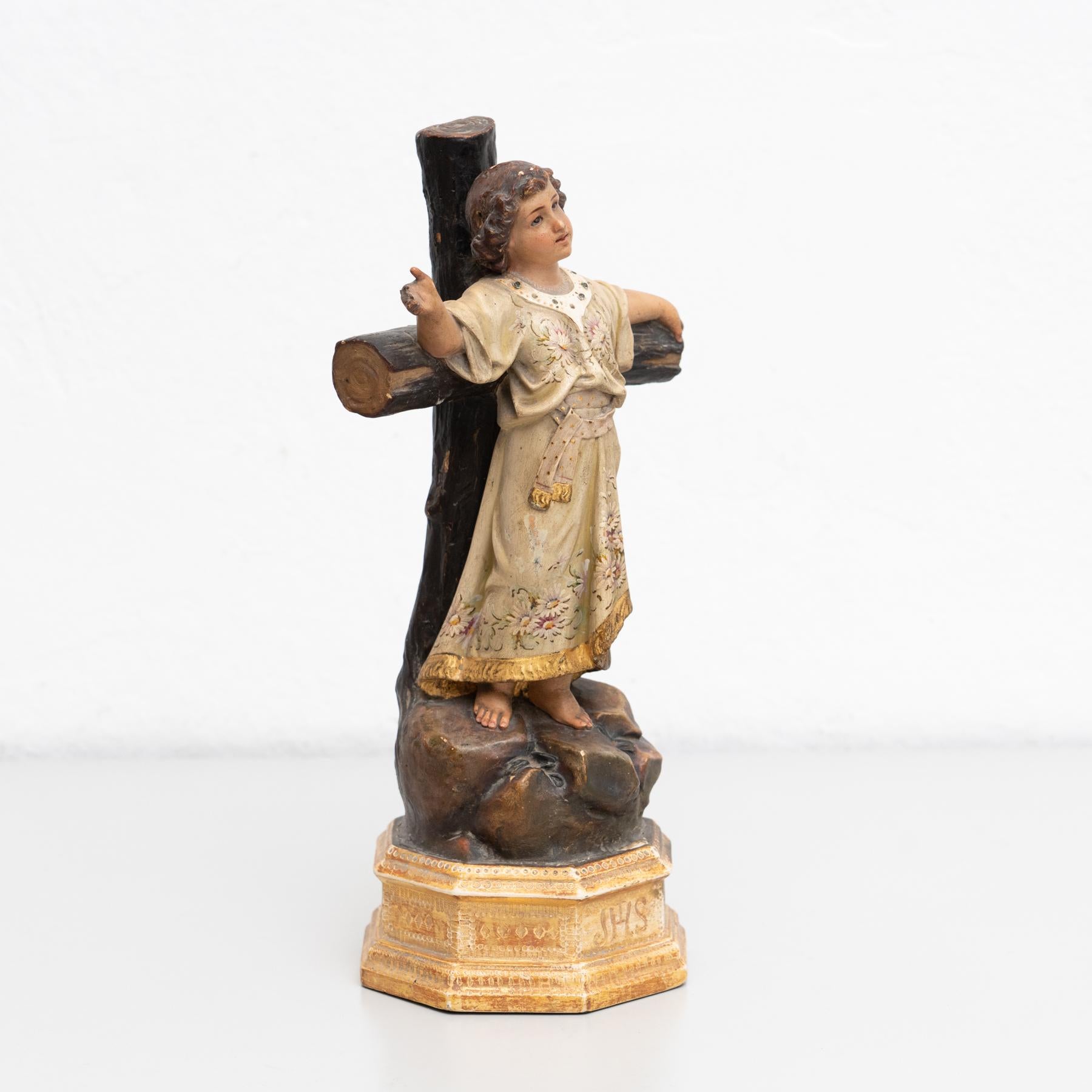 Religiöses Jesuskind aus Gips, traditionelle Figur, um 1930 im Angebot 10