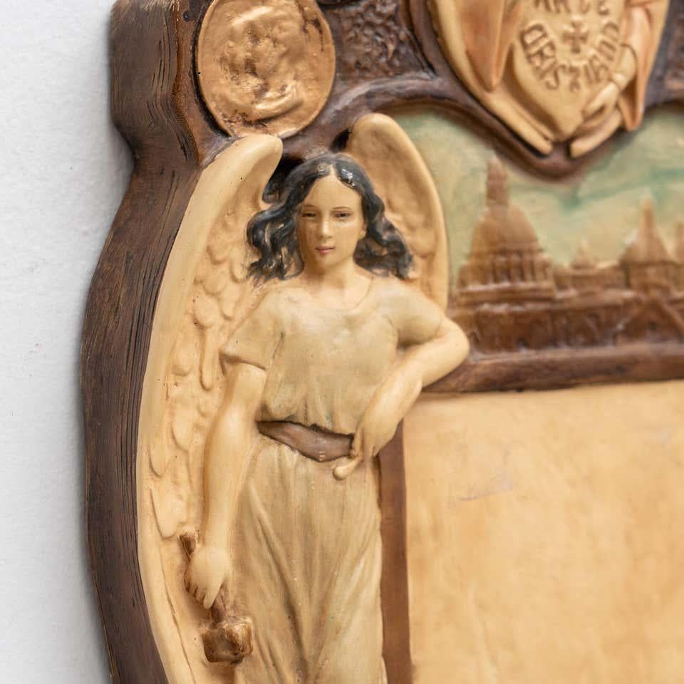 Espagnol Œuvre d'art traditionnelle religieuse peinte à la main, circa 1950 en vente