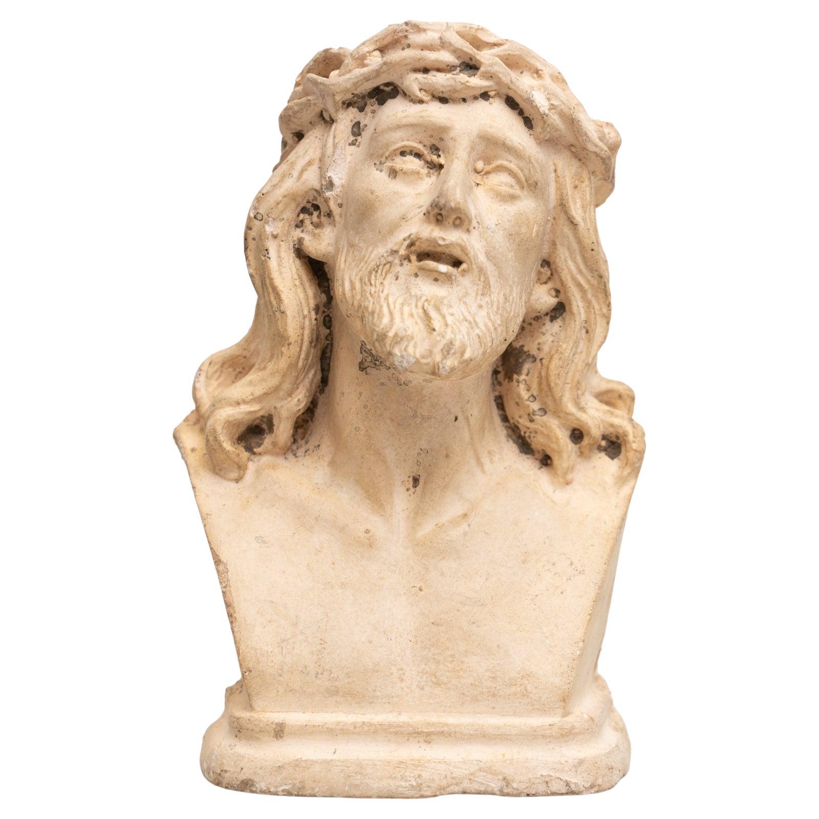 Religiöse Jesus Christus-Traditionelle Gipsfigur aus Gips, um 1950 im Angebot