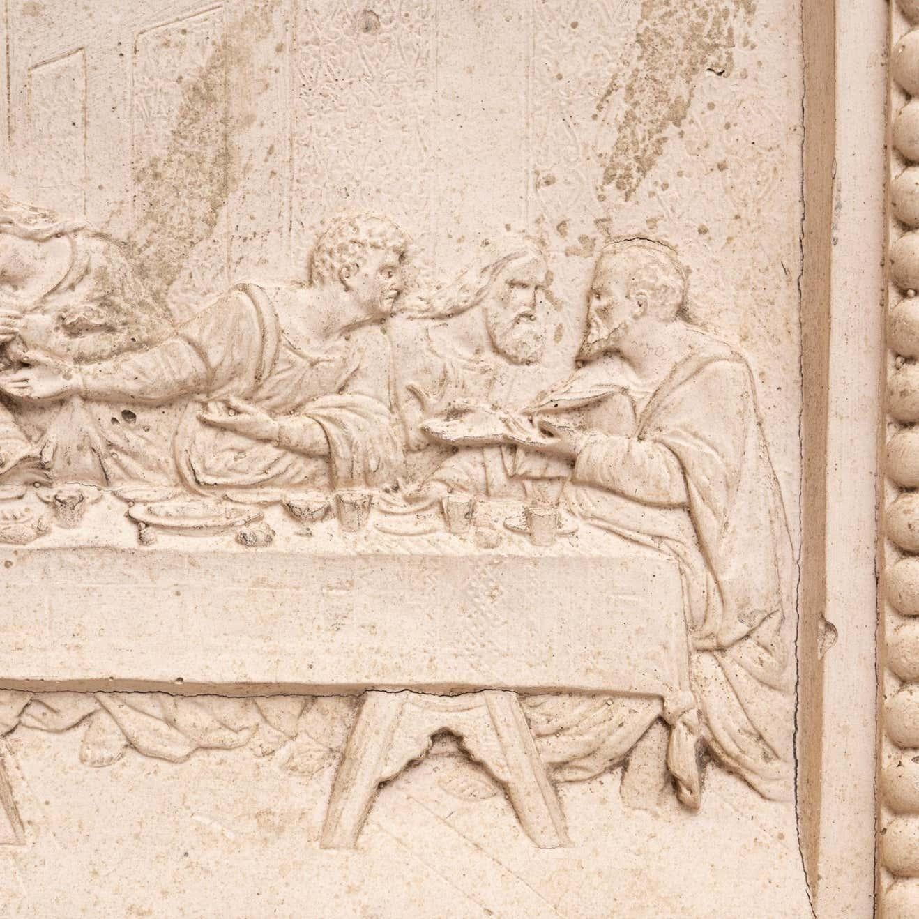 Plaster Religious Traditional Wall Artwork of The Last Supper, circa 1950 For Sale 7