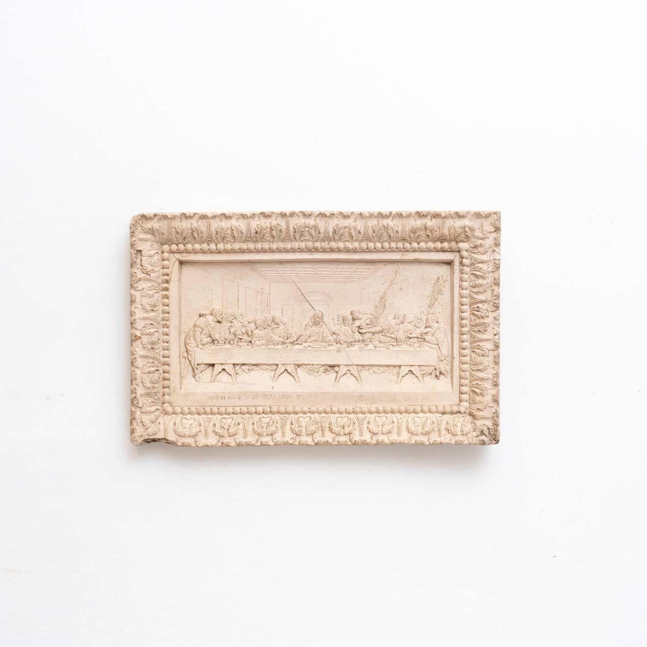 Plaster Religious Traditional Wall Artwork of The Last Supper, circa 1950 For Sale 9