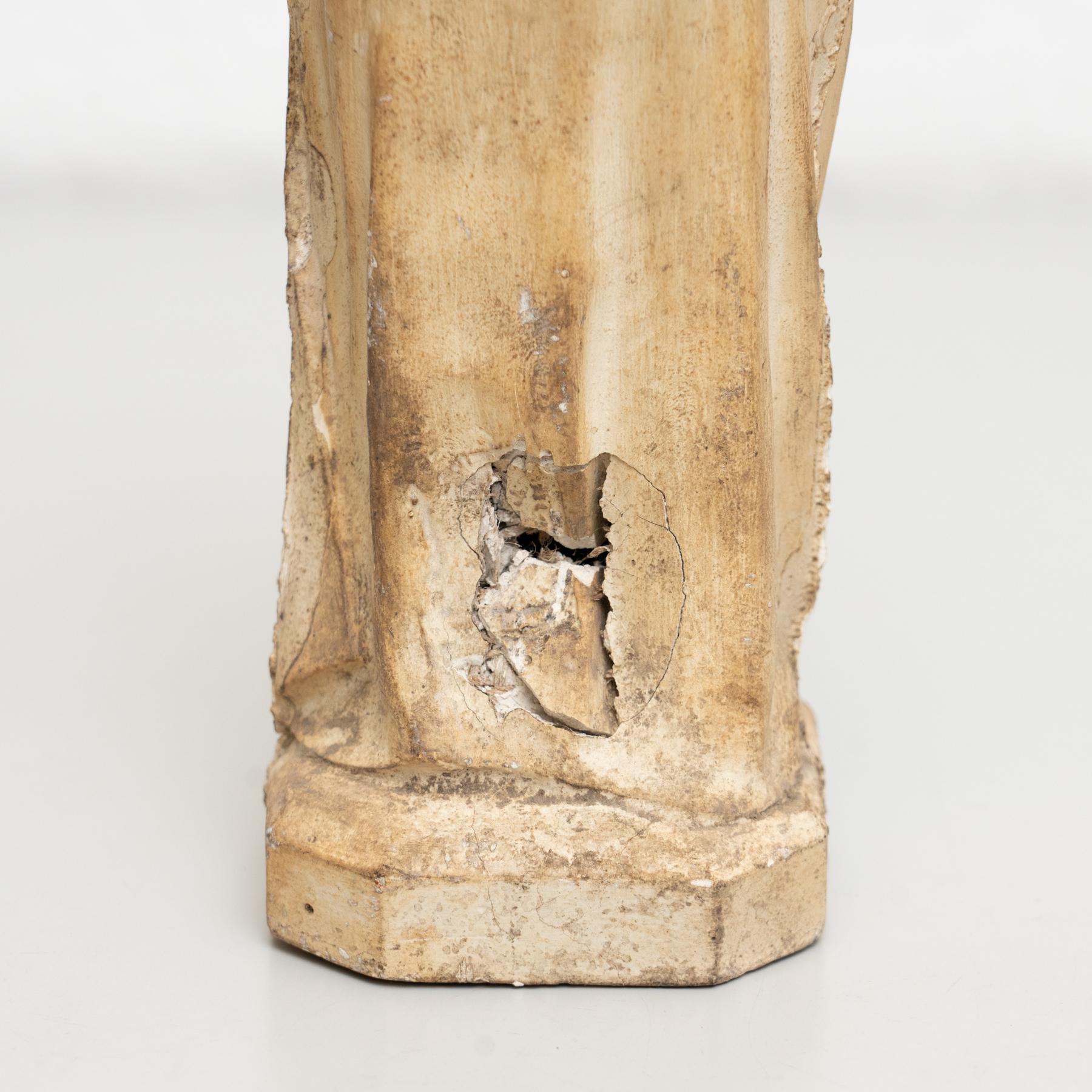 Plaster Saint Traditional Figure, circa 1950 For Sale 6