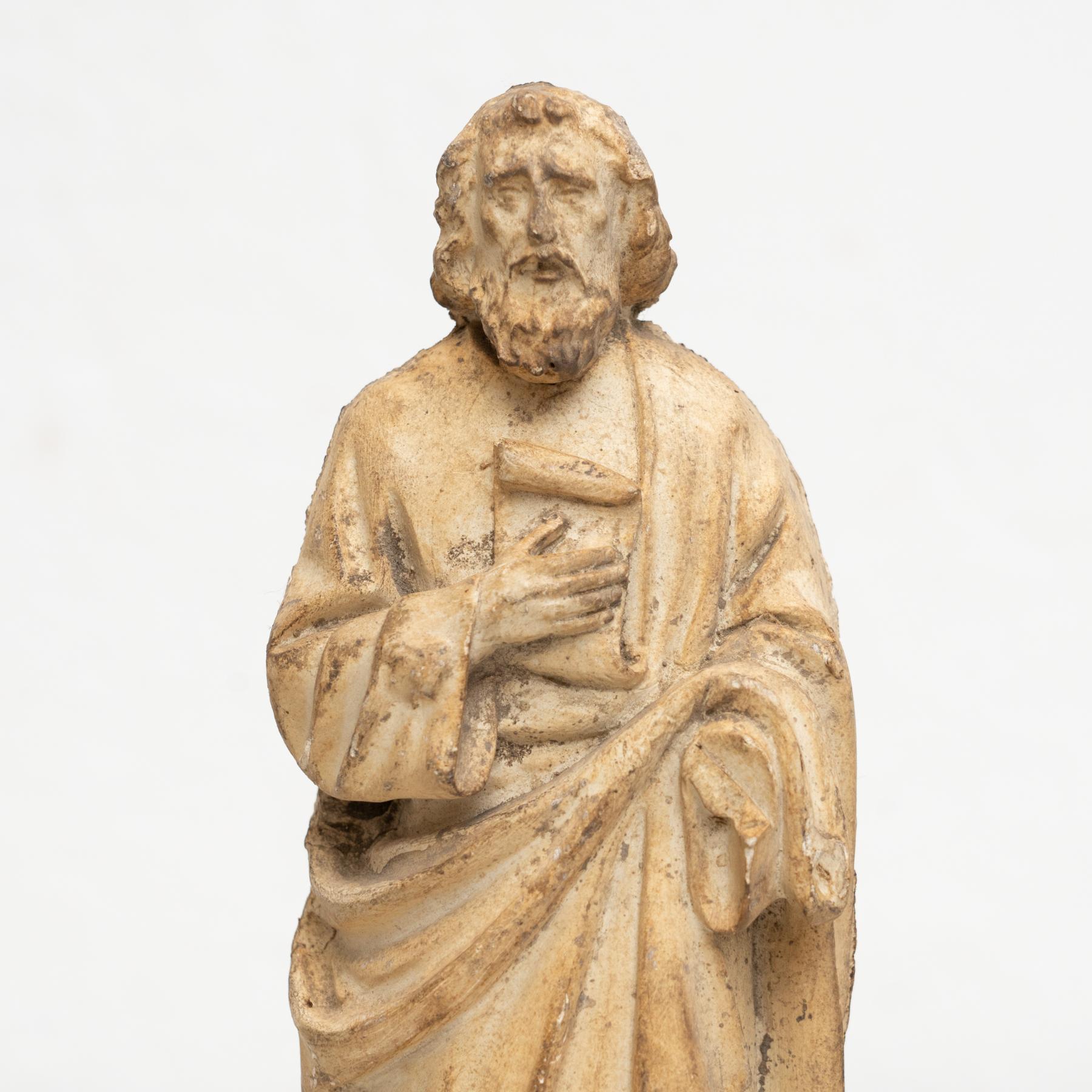 Spanish Plaster Saint Traditional Figure, circa 1950 For Sale