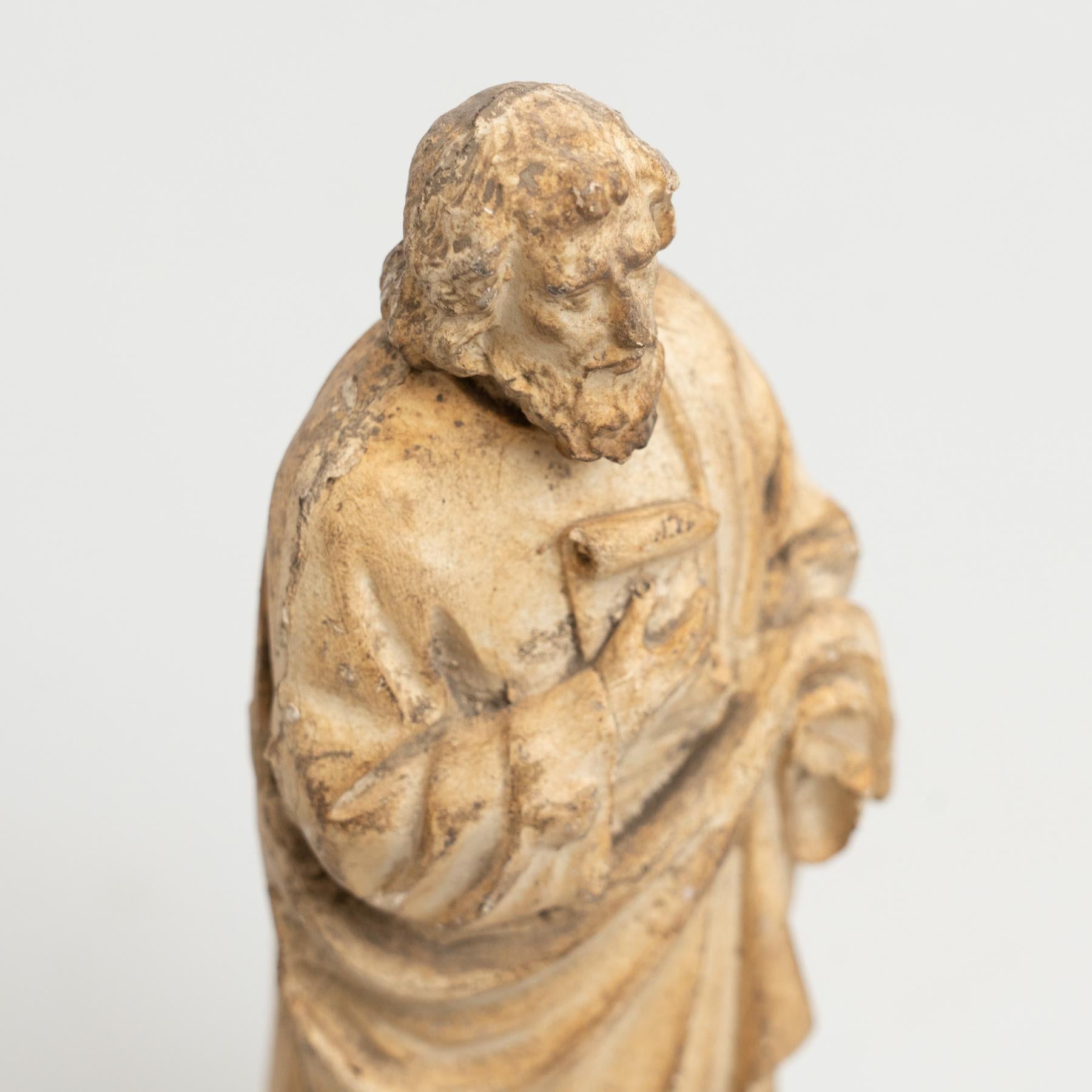 Plaster Saint Traditional Figure, circa 1950 For Sale 1