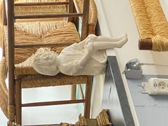 Plaster Sculpture Art Deco Period Sitting Woman France, circa 1930