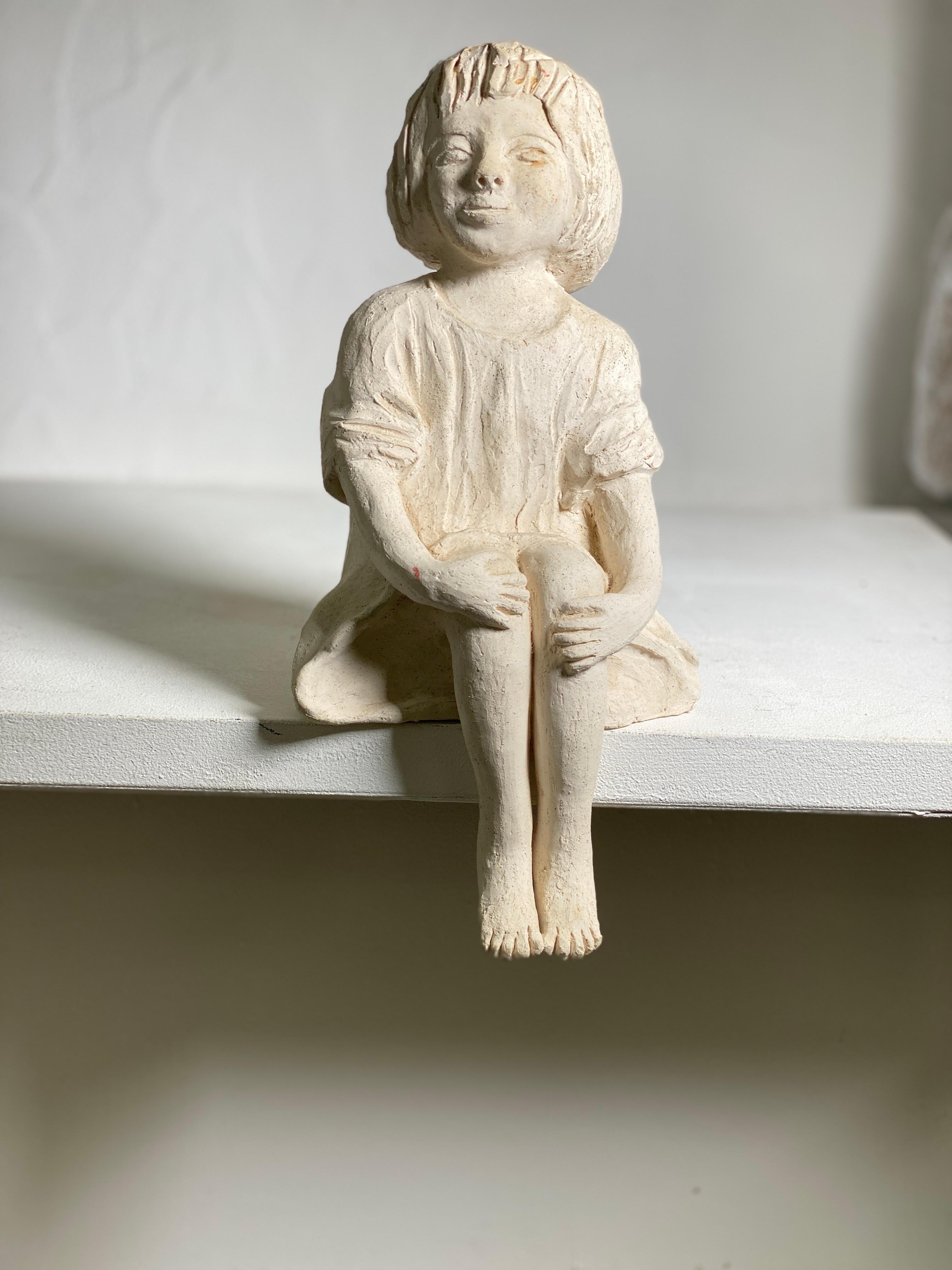 Plaster Sculpture Art Deco Period Sitting Woman France, circa 1930 In Good Condition For Sale In Auribeau sur Siagne, FR