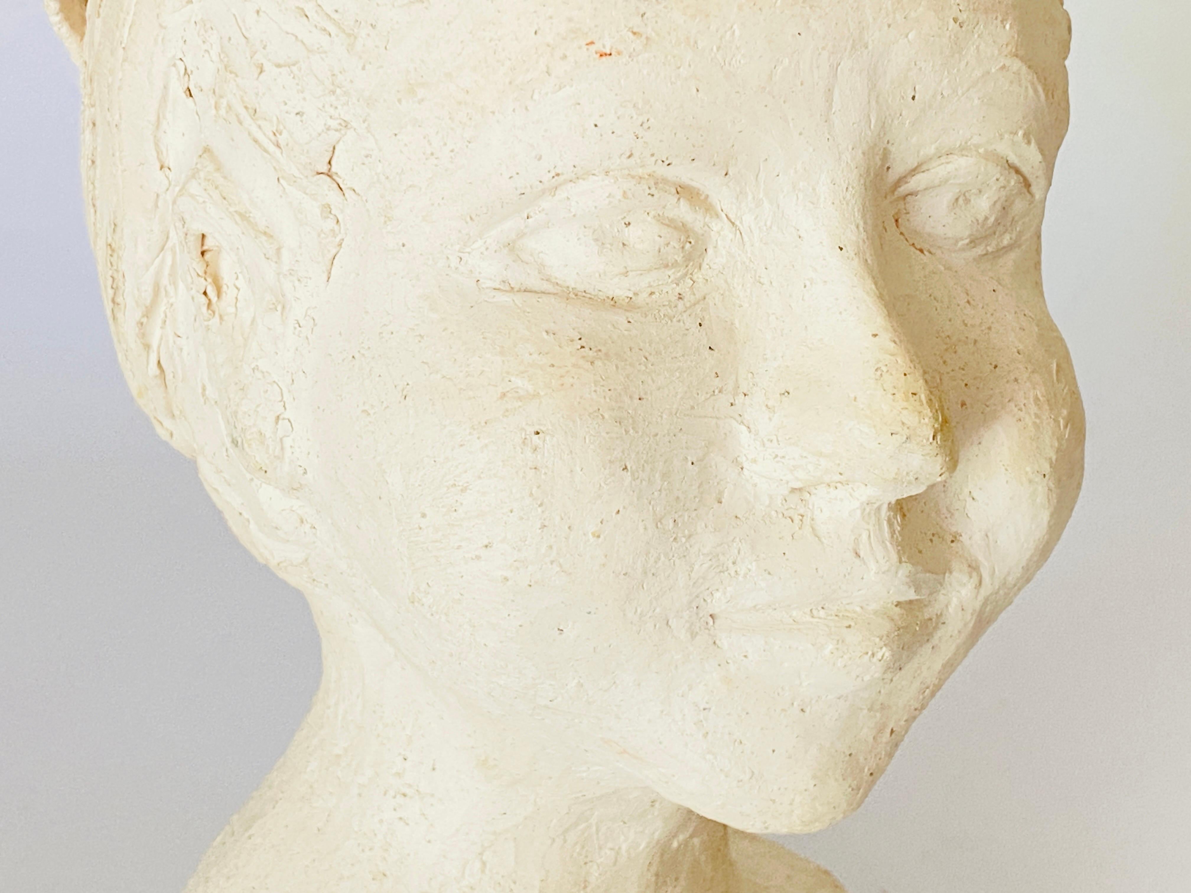 Plaster Sculpture Art Deco Period Woman Bust France, circa 1930 For Sale 3