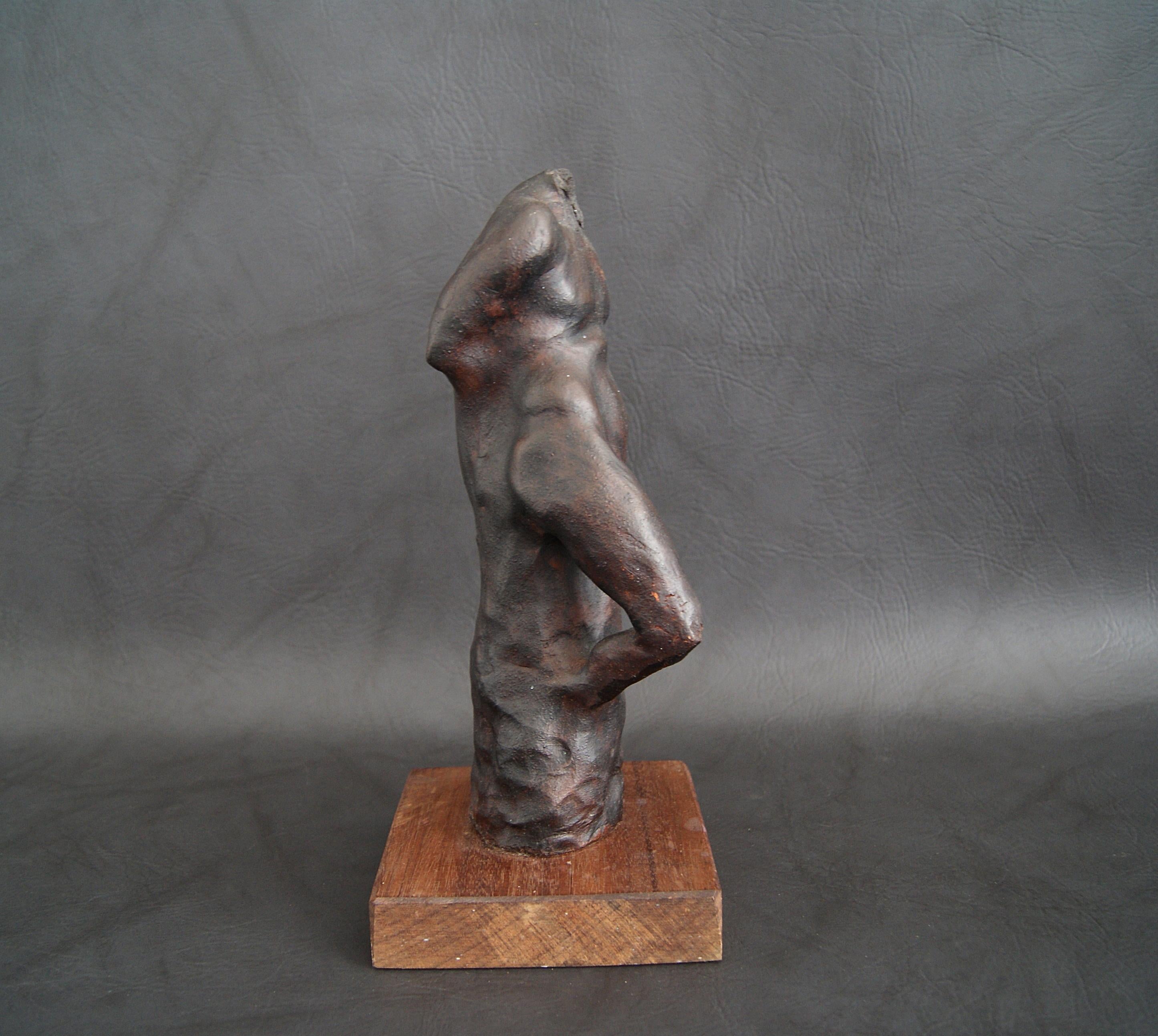 Contemporary Plaster Sculpture Bronze Patinated Abstract Art For Sale