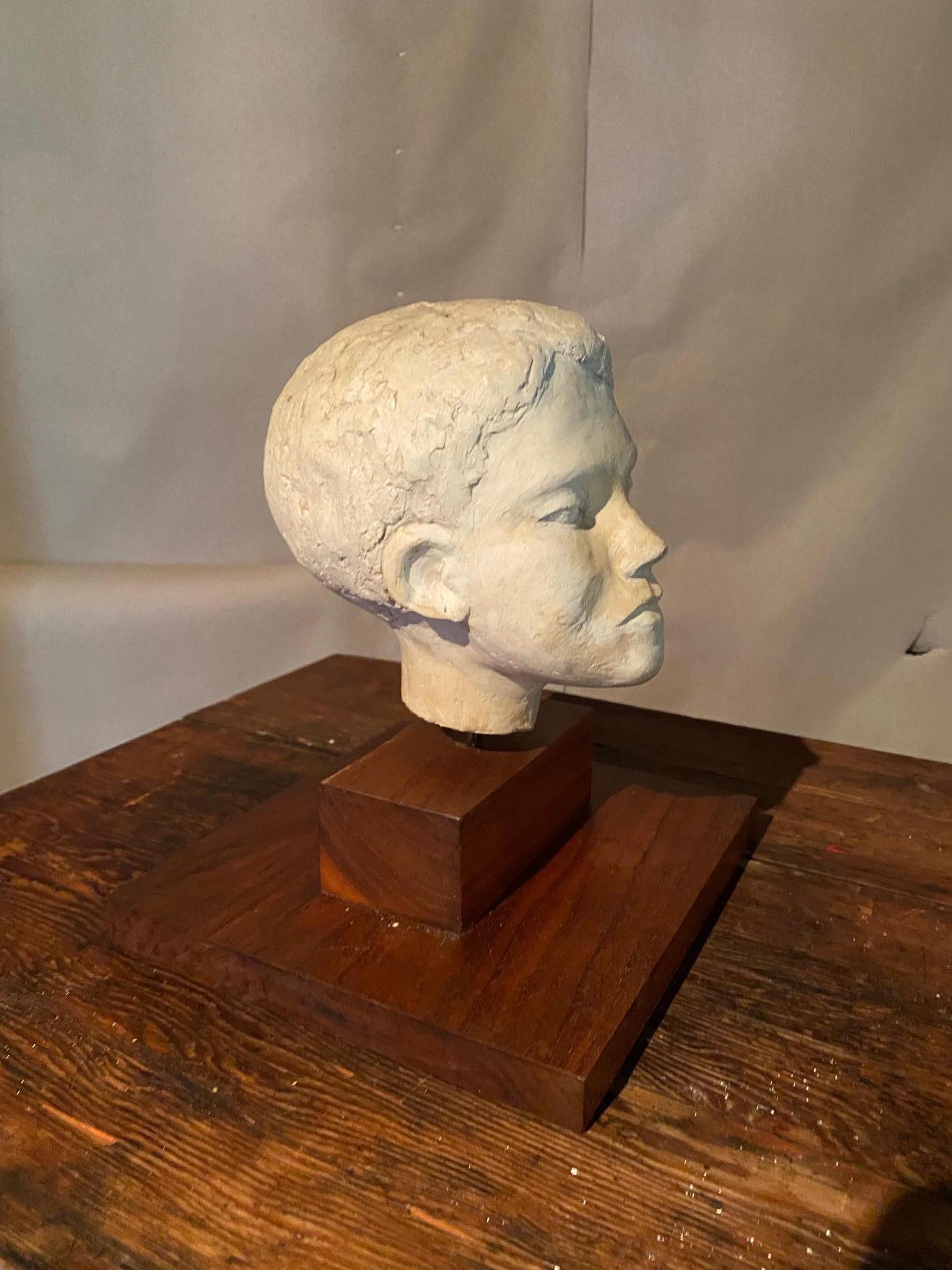 French Plaster Sculpture Bust of Young Boy For Sale