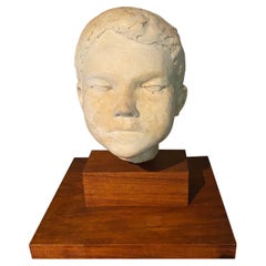 Plaster Sculpture Bust of Young Boy