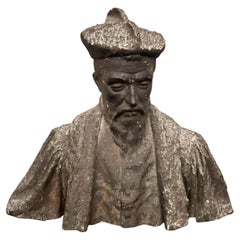 Plaster sculpture by Charles Filleul, bust of a Renaissance man.