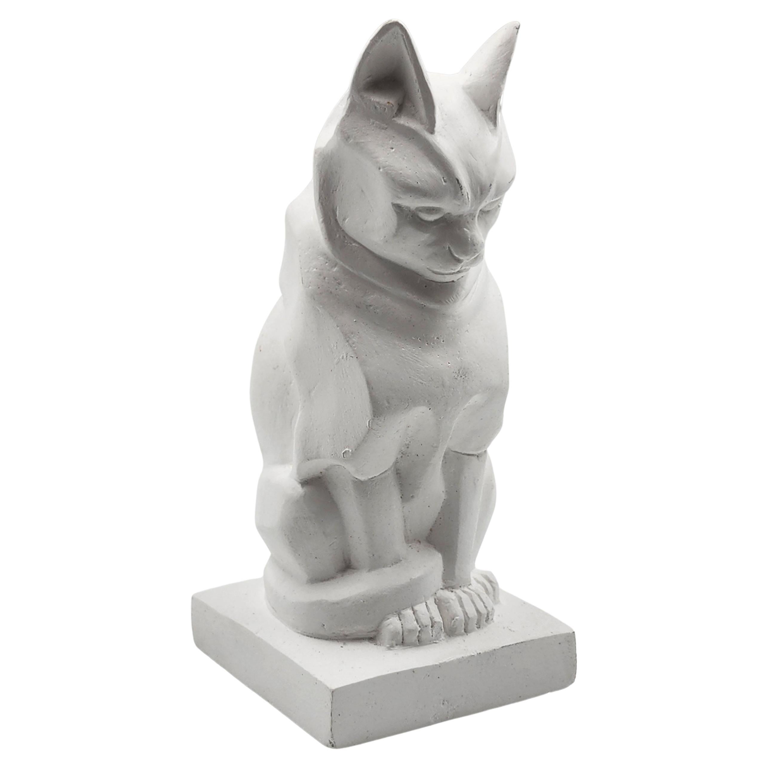 Plaster sculpture by Édouard-Marcel Sandoz "Cat"