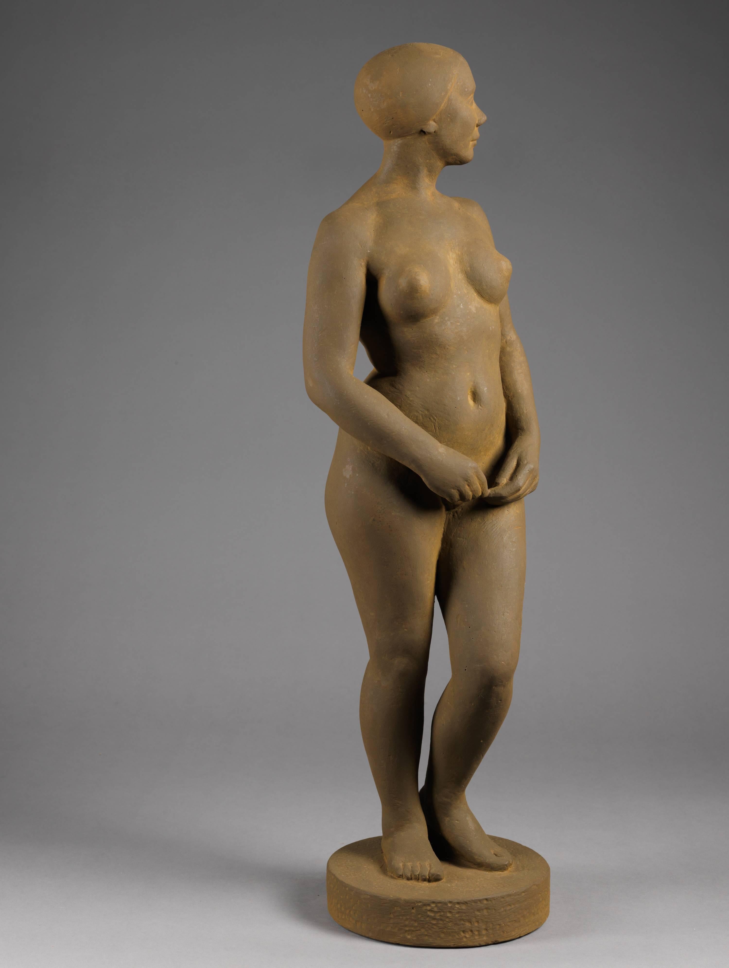 Plaster Sculpture Naked Woman by Belgian Sculptor Adolphe A.H. Daenen In Good Condition In Leuven , BE
