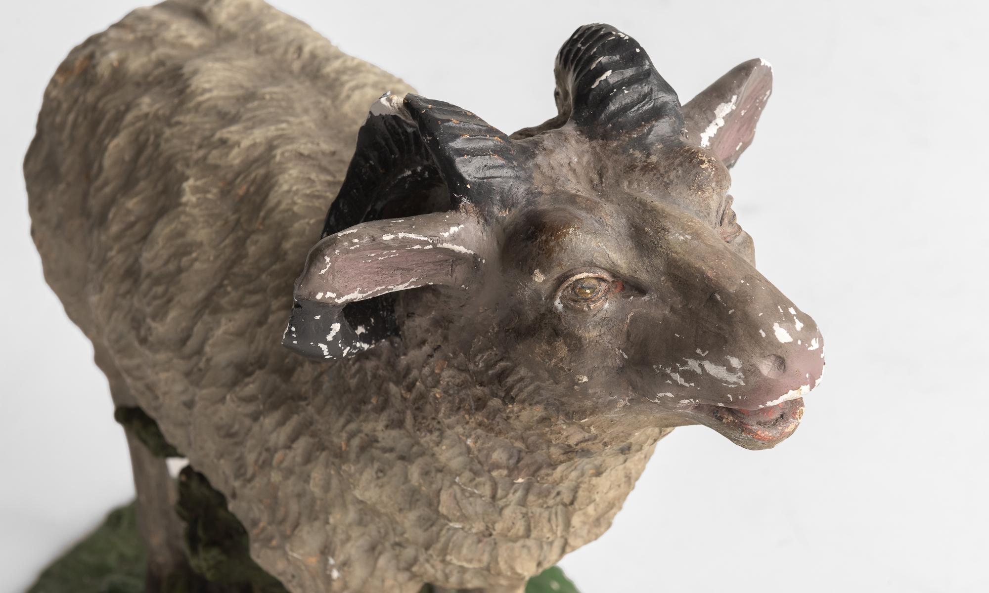 French Plaster Sculpture of Sheep, circa 1950