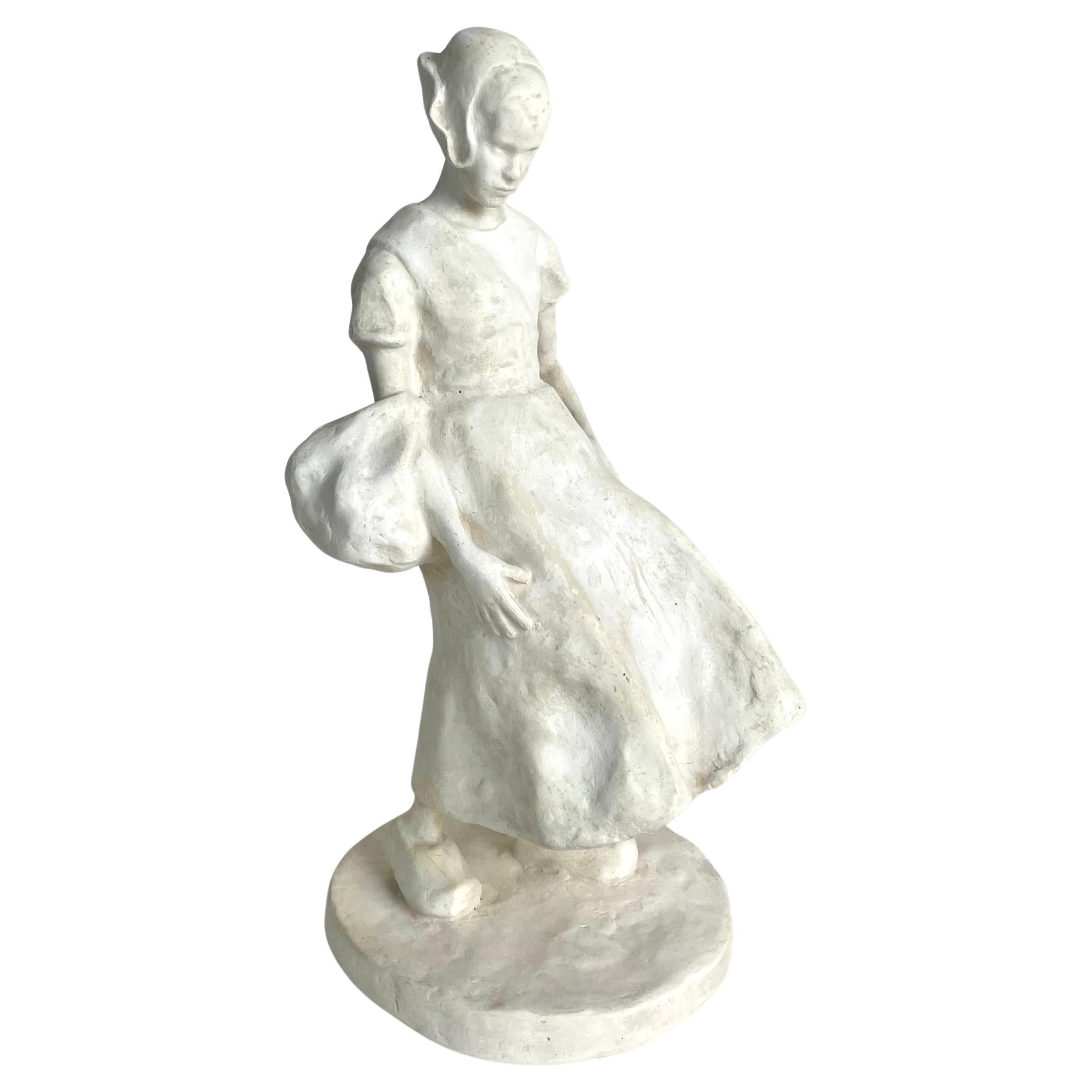 Scultura in gesso di Ruth Milles (Svezia, 1873-1941). Art Nouveau, datato 1906