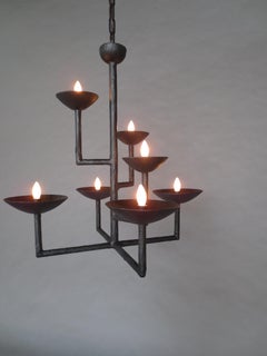 Plaster Seven Cup Bronze Finish Chandelier by Apsara Interior