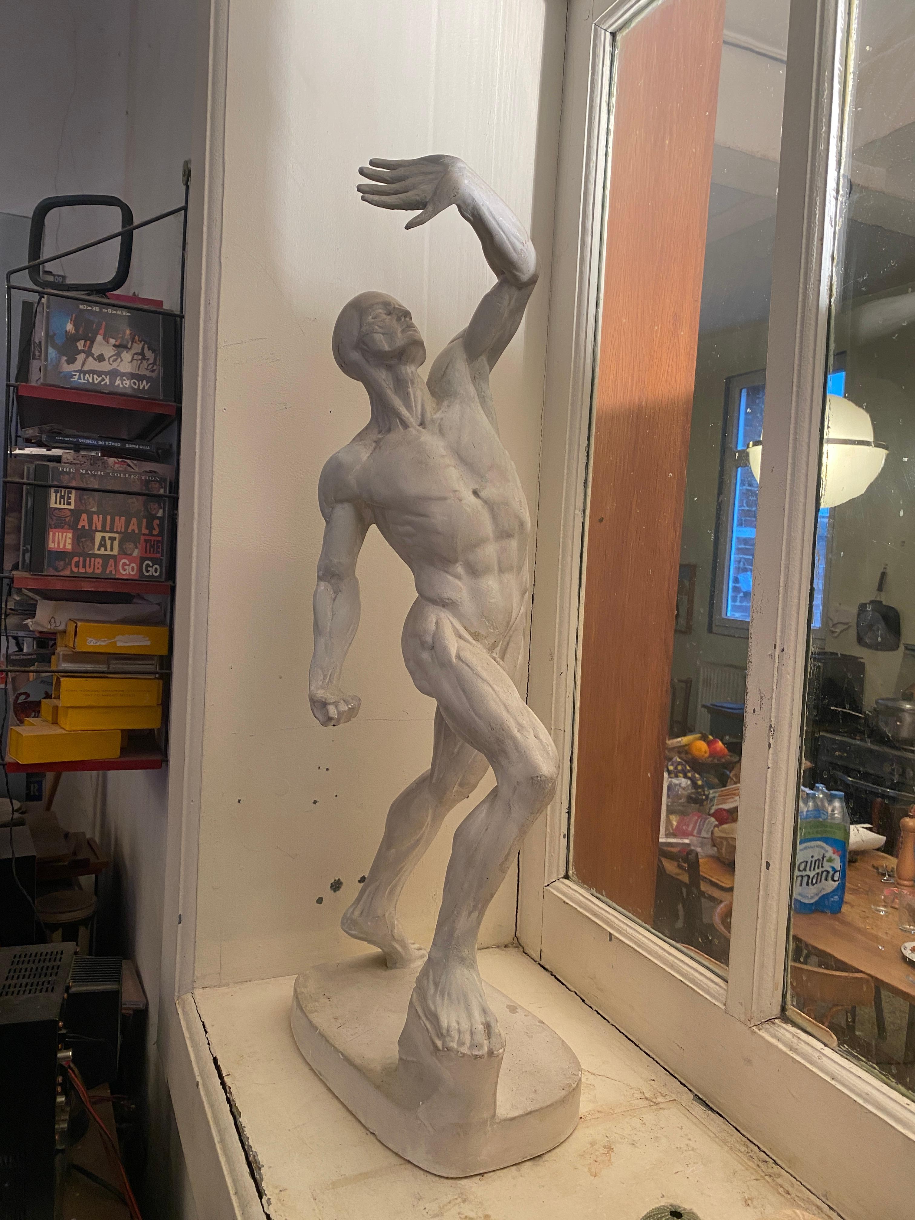 Plaster Skinned Anatomical Figure, circa 1900s, Ellegible Signature In Good Condition For Sale In Saint-Ouen, FR