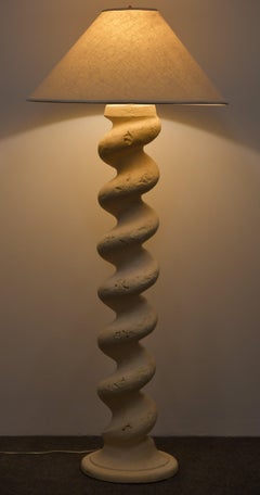 Plaster Spiral Column Floor Lamp by Michael Taylor, 1970s
