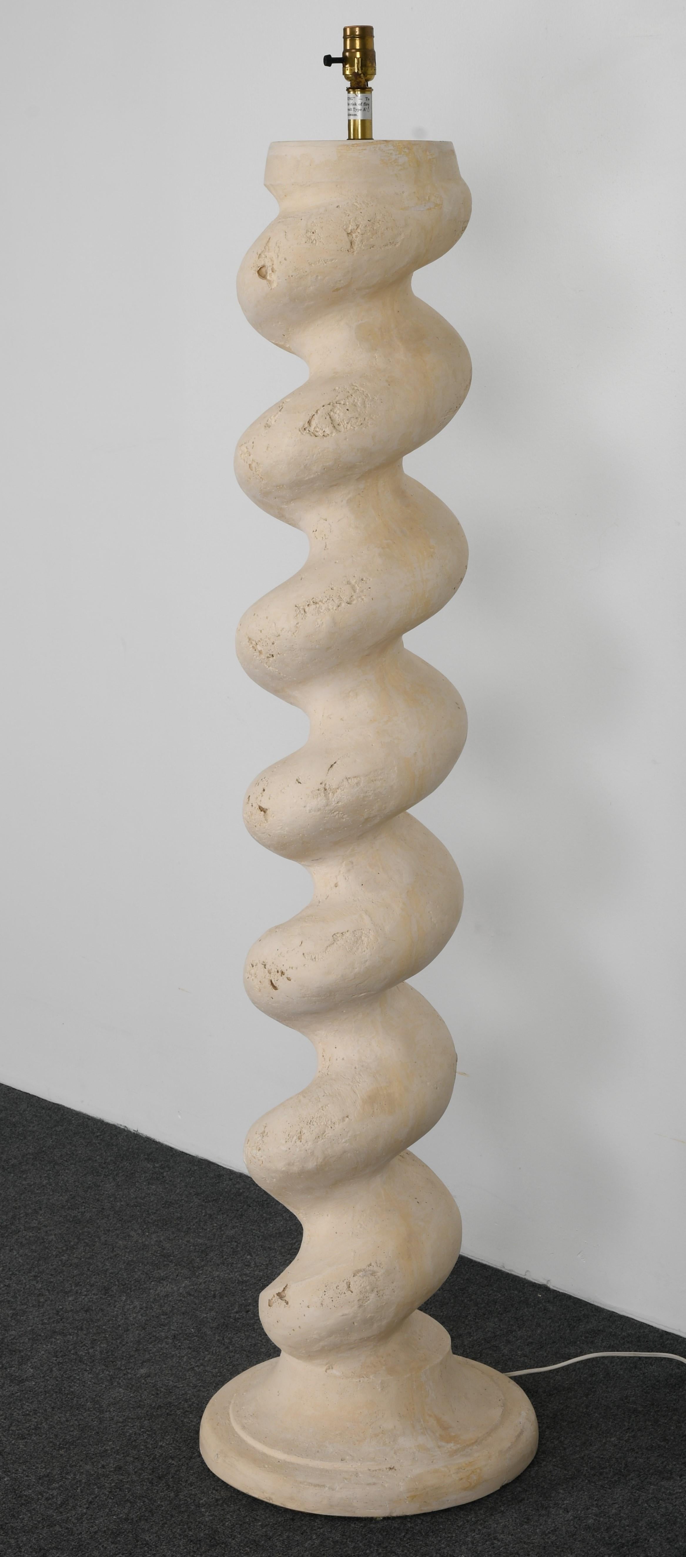 Mid-Century Modern Plaster Spiral Column Floor Lamp by Michael Taylor, 1970s
