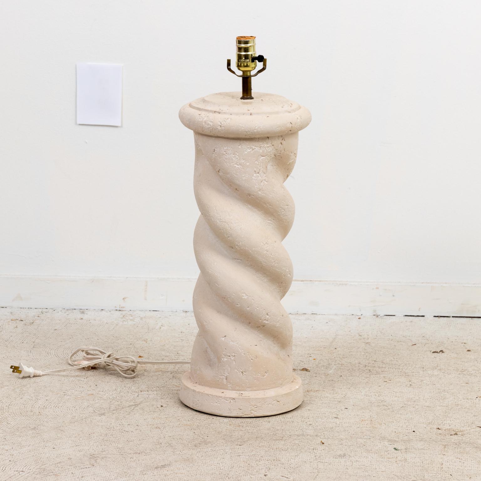 Hollywood Regency Plaster Spiral Column Lamp