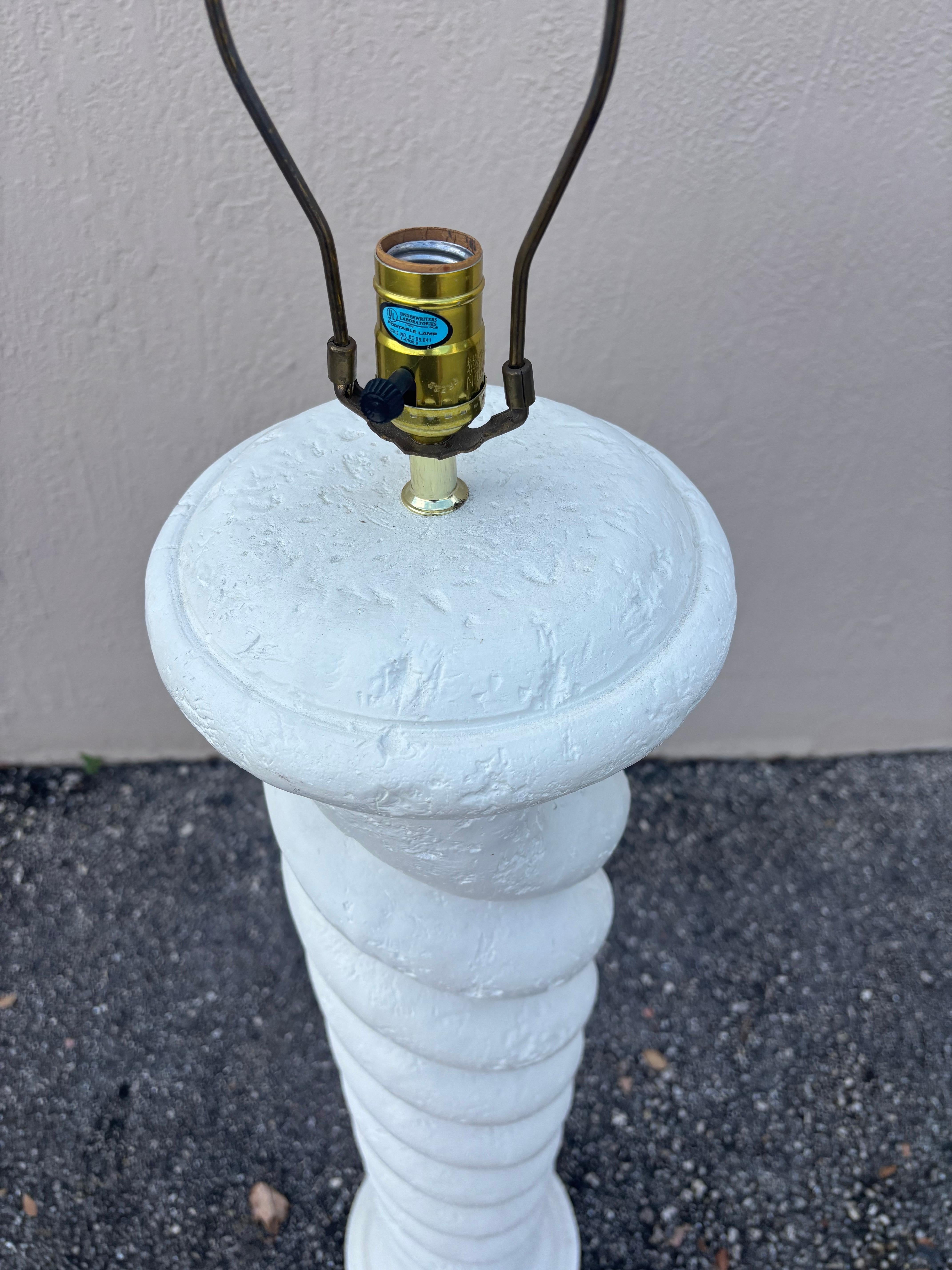 Mid-Century Modern Plaster Spiral Floor Lamp in the Style of Michael Taylor, 1980s For Sale
