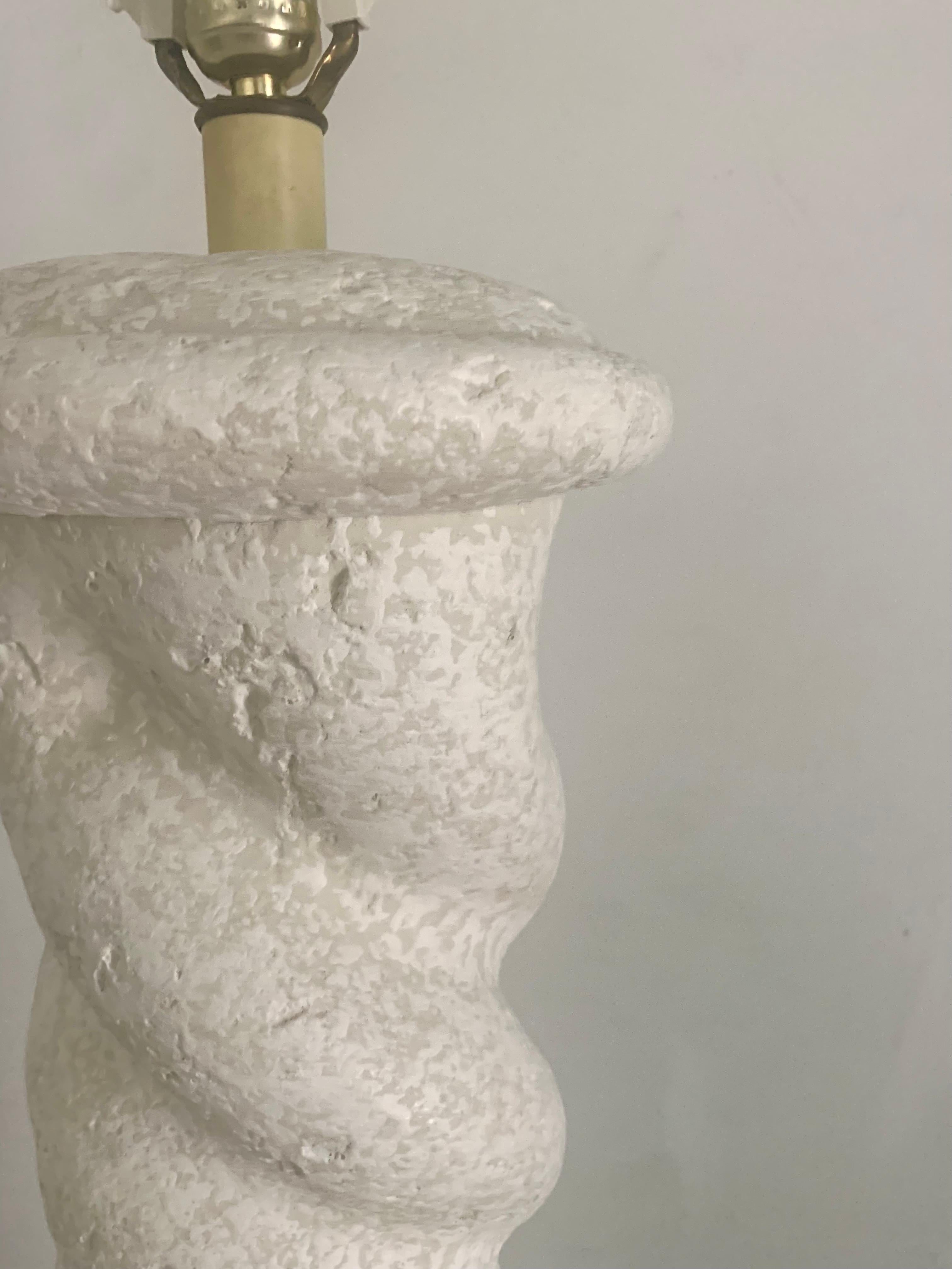 Mid-Century Modern Plaster Spiral Floor Lamp in the Style of Michael Taylor, 1980s