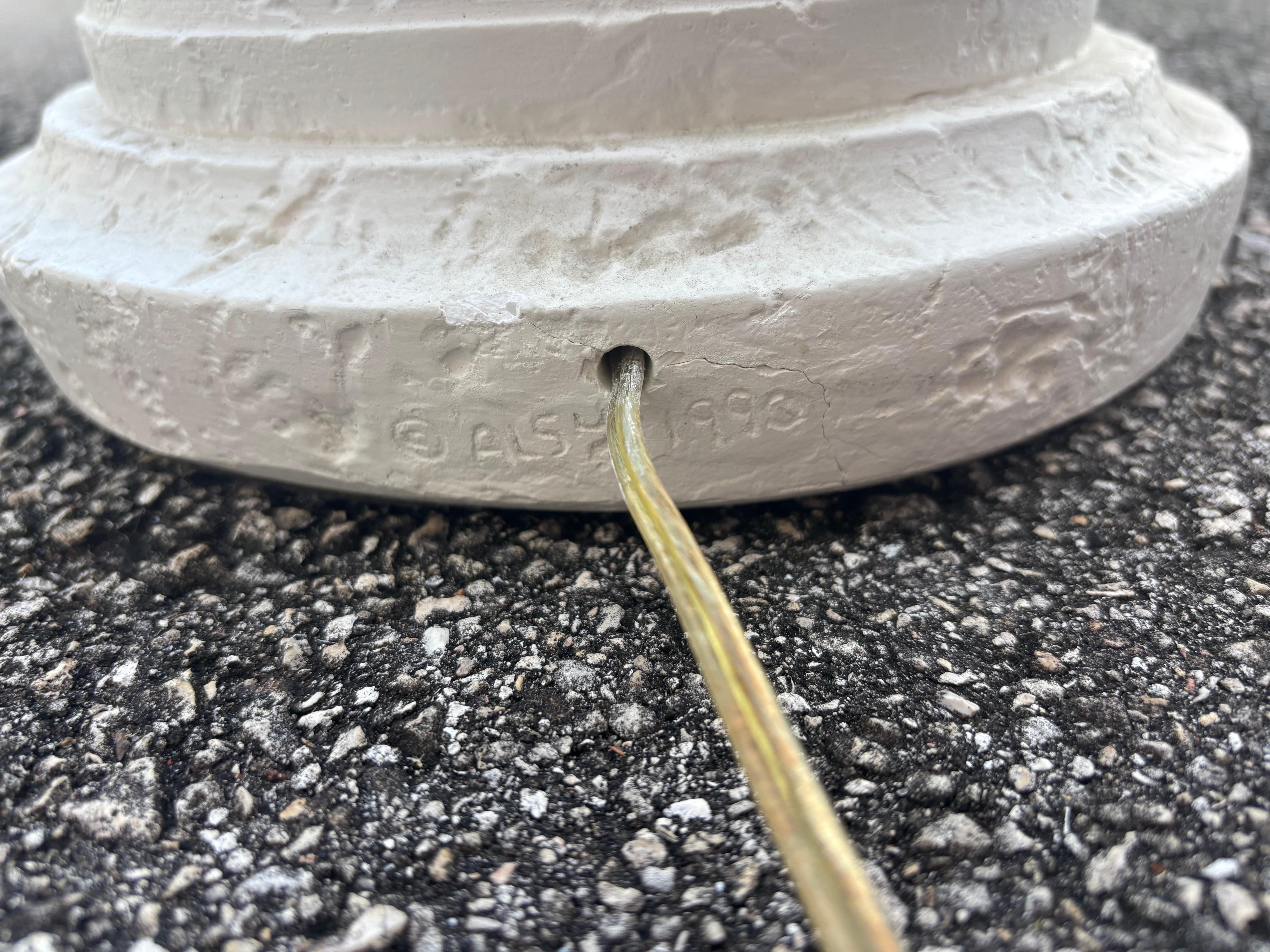 Plaster Spiral Floor Lamp in the Style of Michael Taylor, 1980s In Good Condition For Sale In Boynton Beach, FL