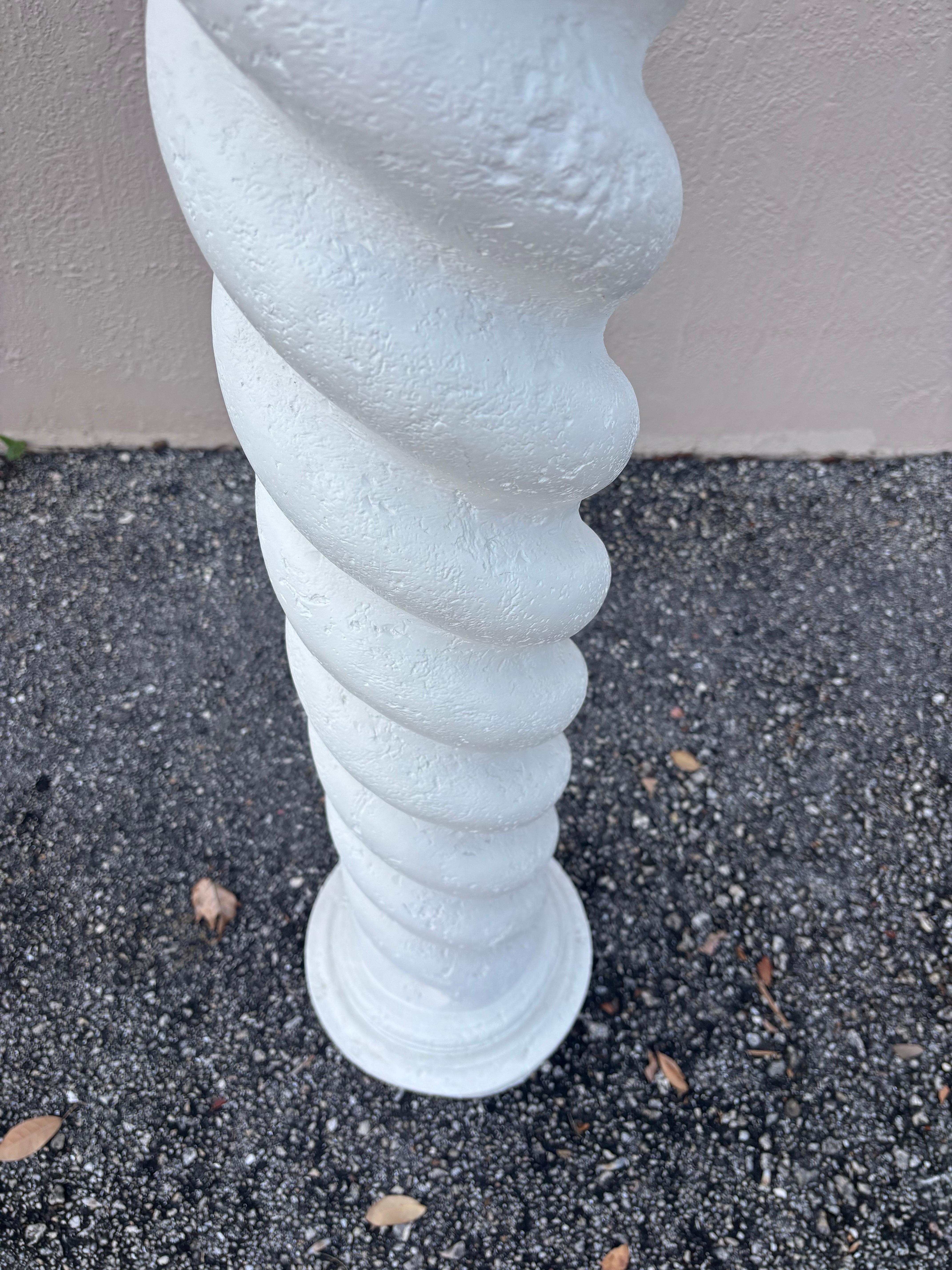 Plaster Spiral Floor Lamp in the Style of Michael Taylor, 1980s For Sale 1