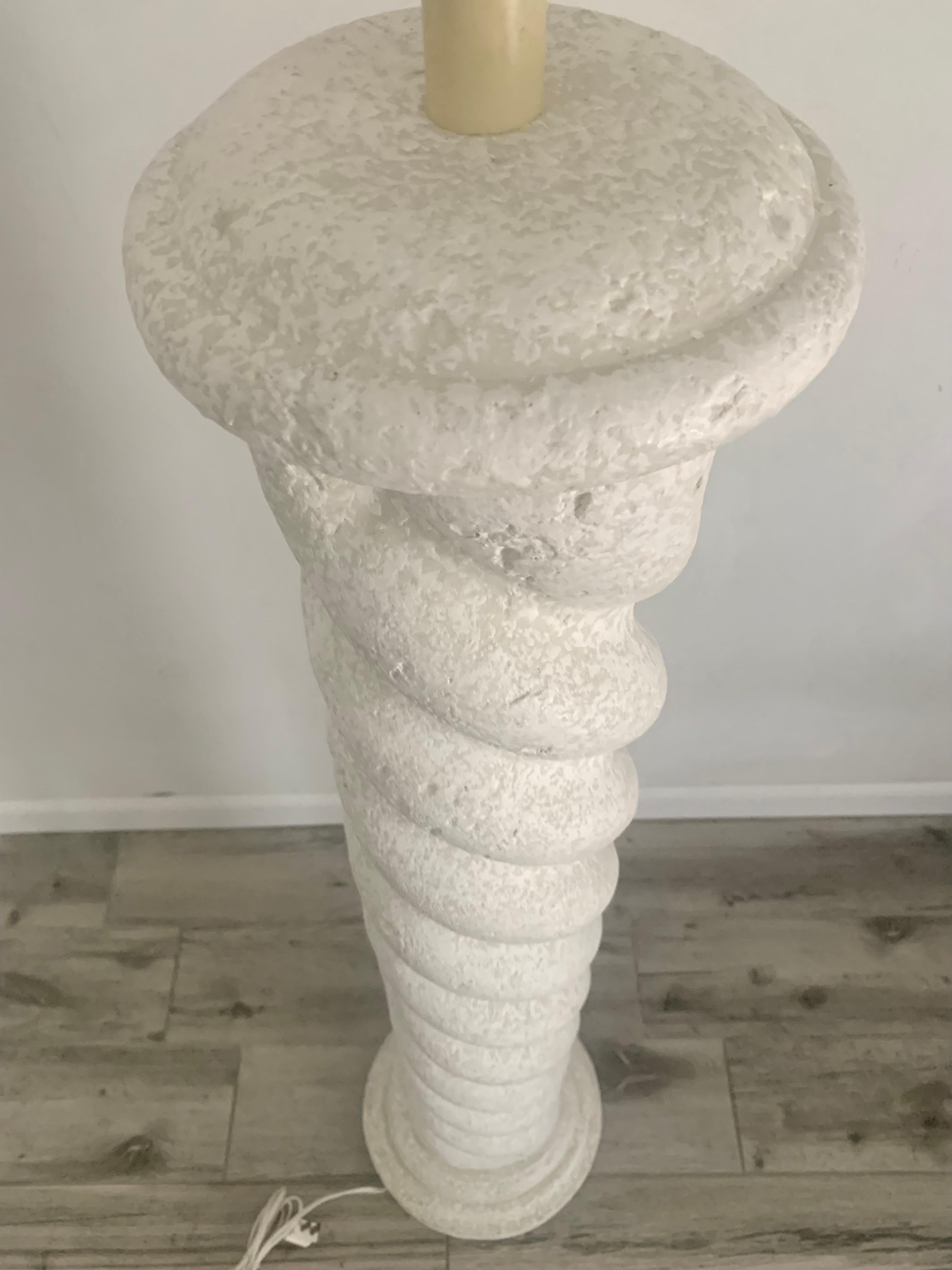 Plaster Spiral Floor Lamp in the Style of Michael Taylor, 1980s For Sale 2