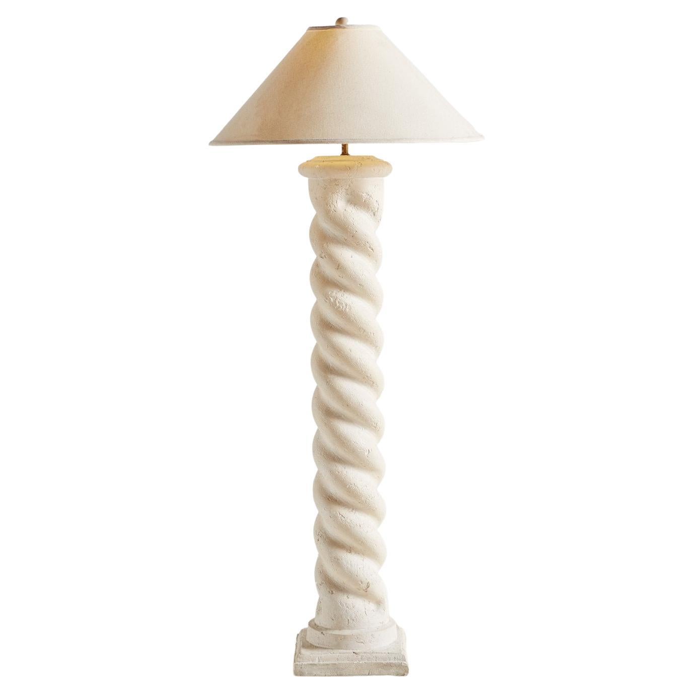 Plaster Spiral Floor Lamp in the Style of Michael Taylor, 1980s
