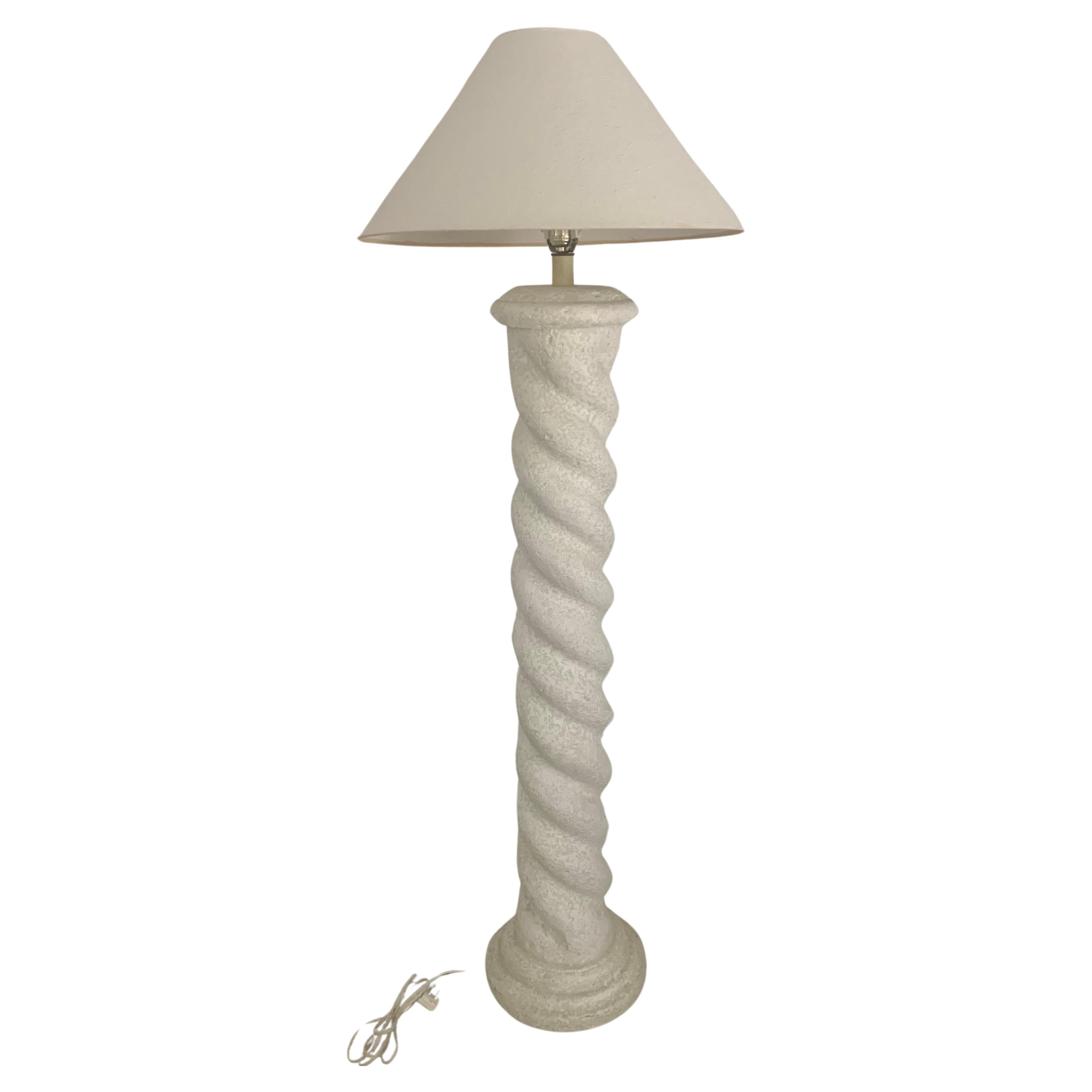 Plaster Spiral Floor Lamp in the Style of Michael Taylor, 1980s For Sale