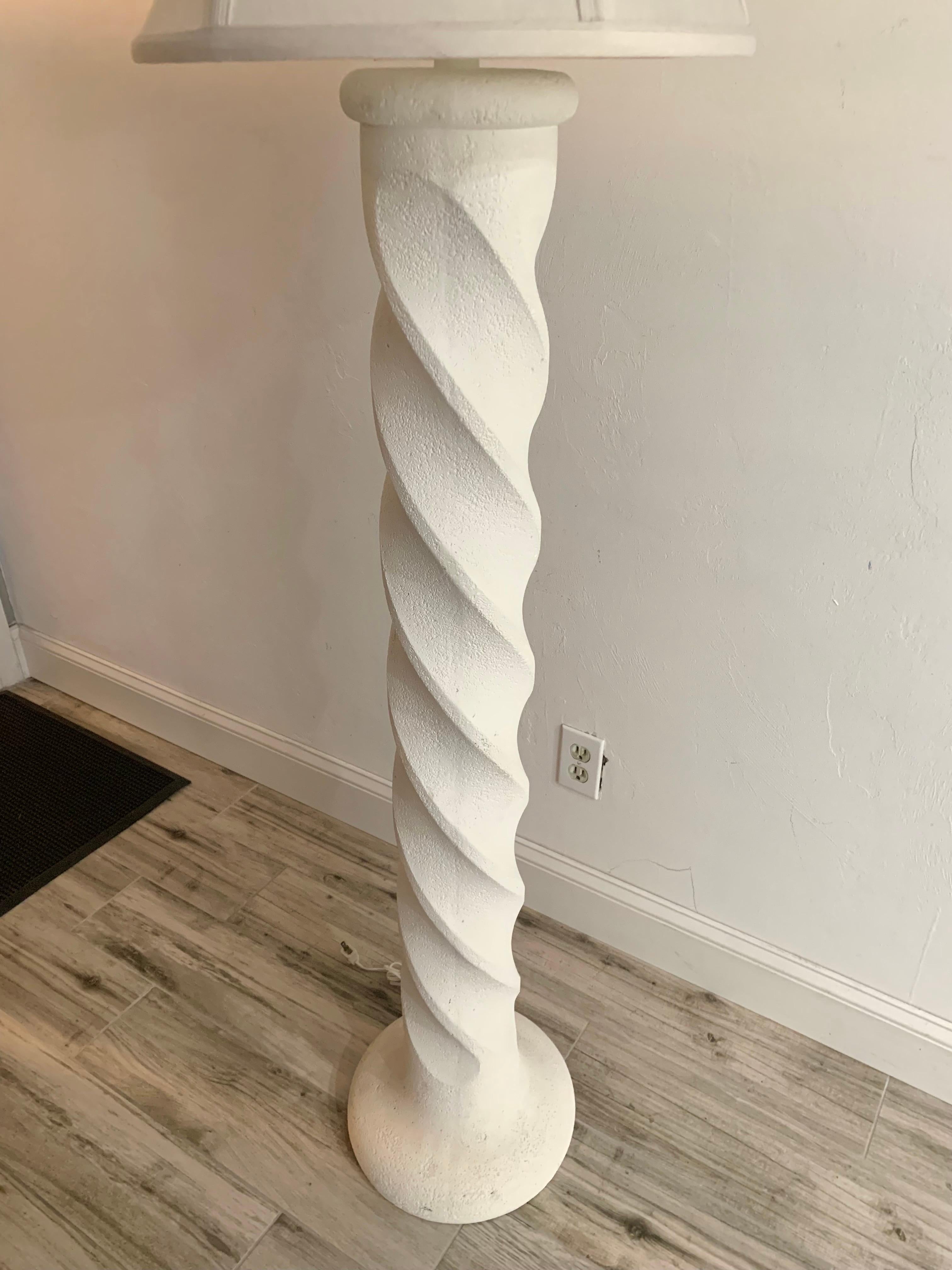Plaster Spiral Floor Lamp in the Style of Michael Taylor, 1990s 3