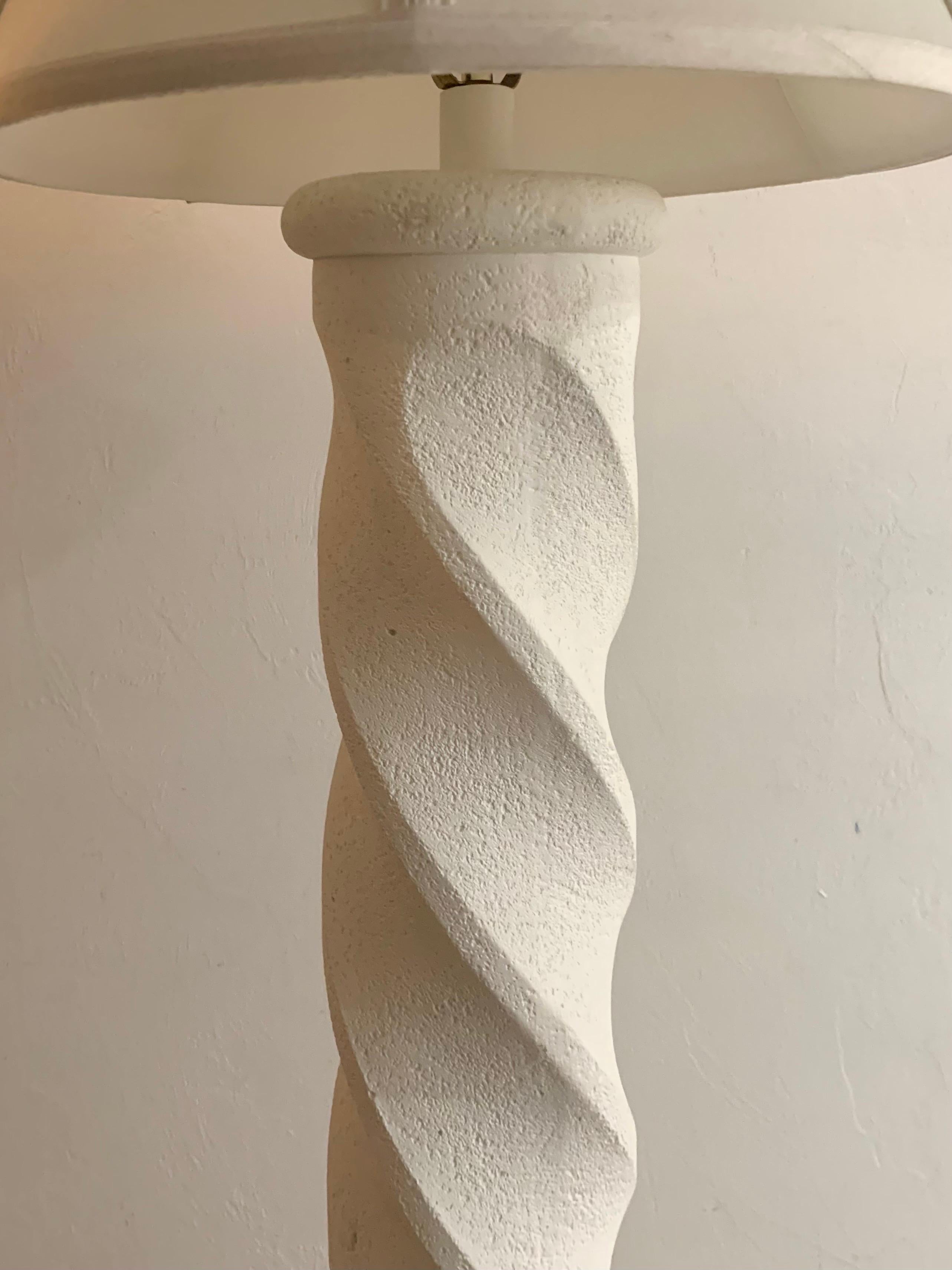 North American Plaster Spiral Floor Lamp in the Style of Michael Taylor, 1990s