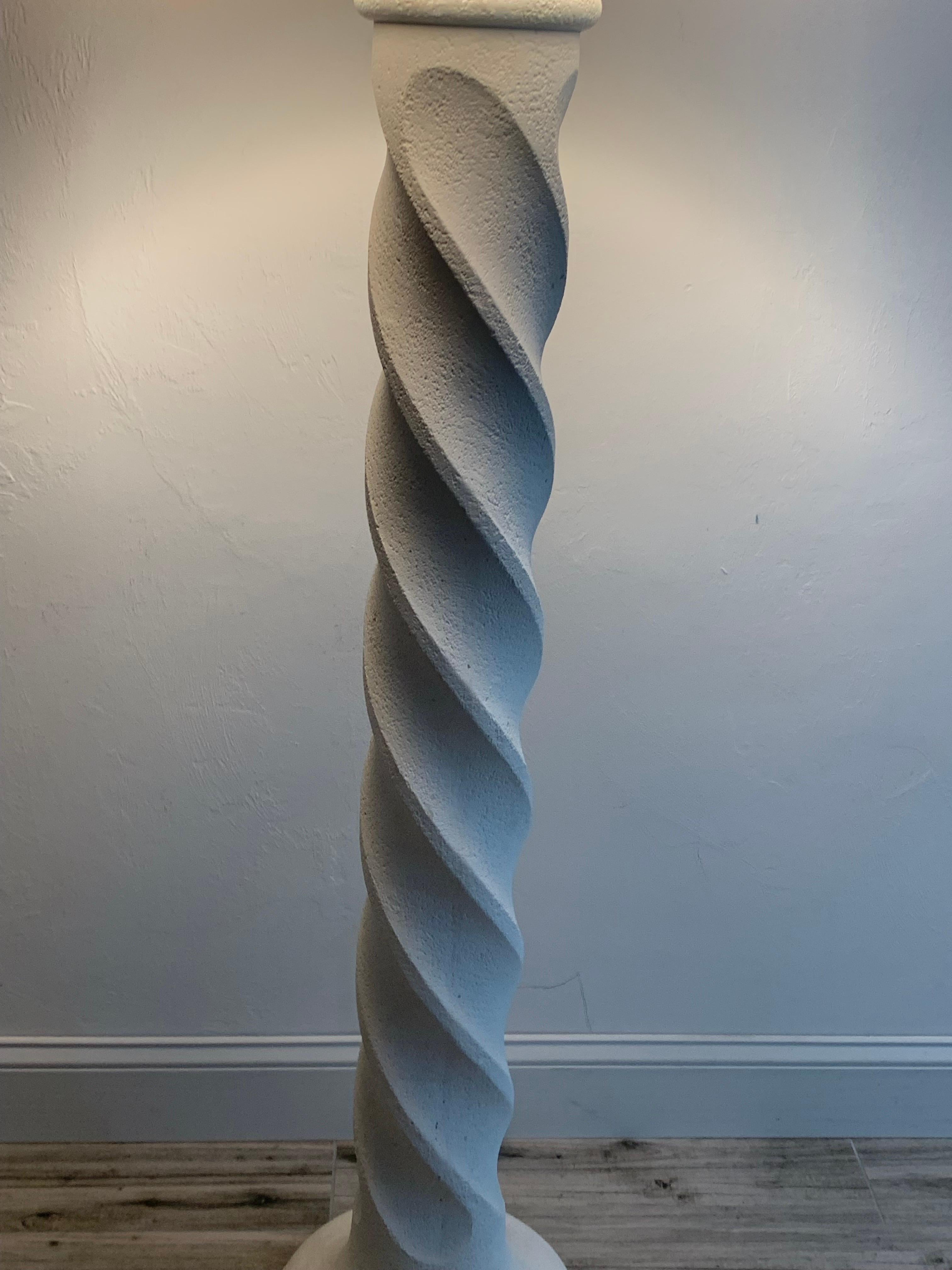 Plaster Spiral Floor Lamp in the Style of Michael Taylor, 1990s In Good Condition In Boynton Beach, FL