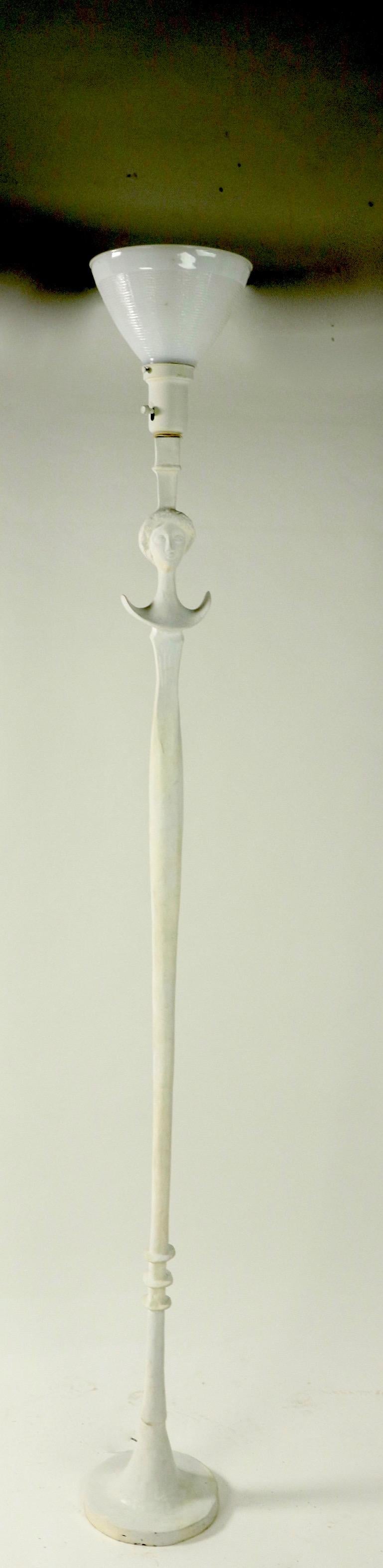 American Plaster Tete De Femme Floor Lamp by Sirmos after Giacometti