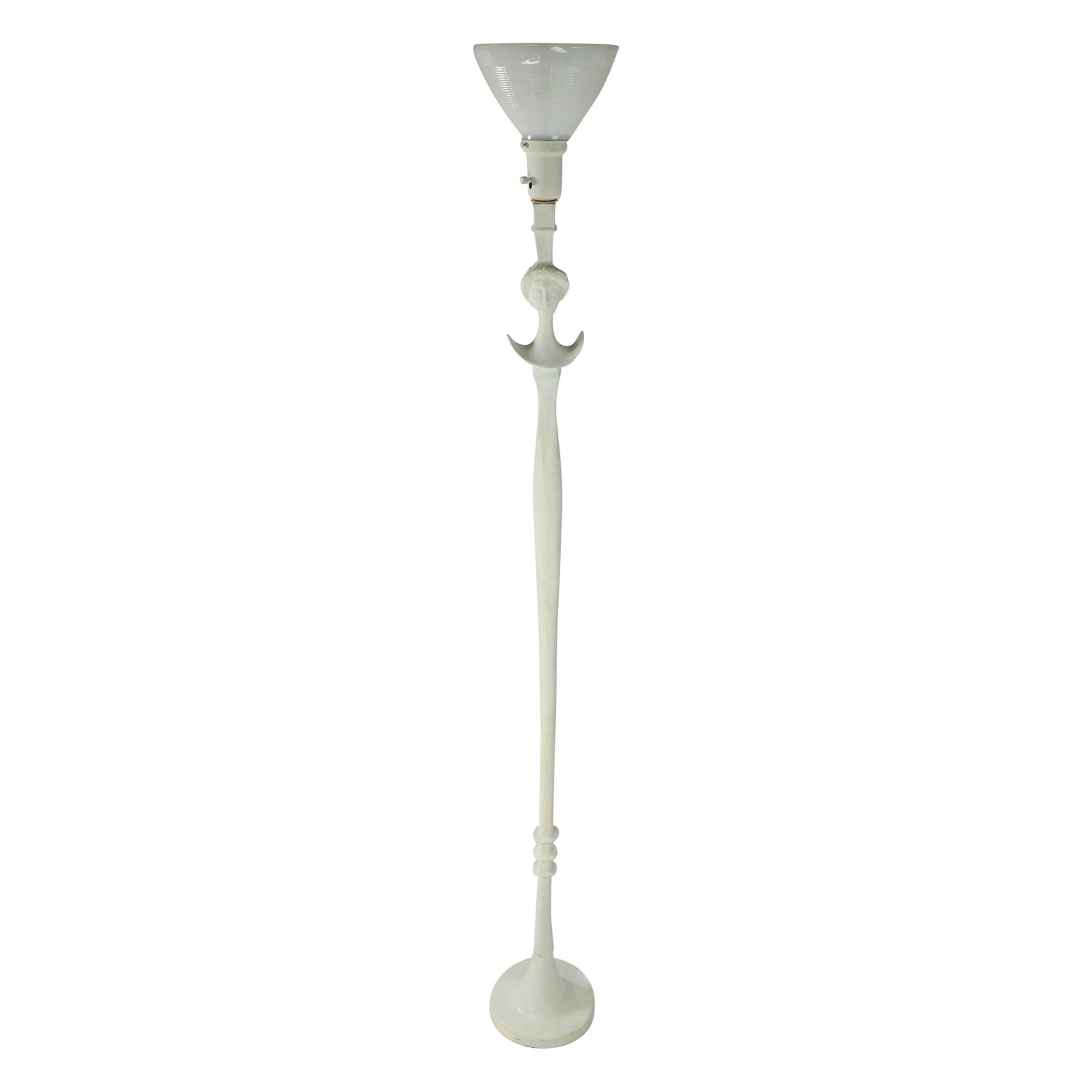 Plaster Tete De Femme Floor Lamp by Sirmos after Giacometti