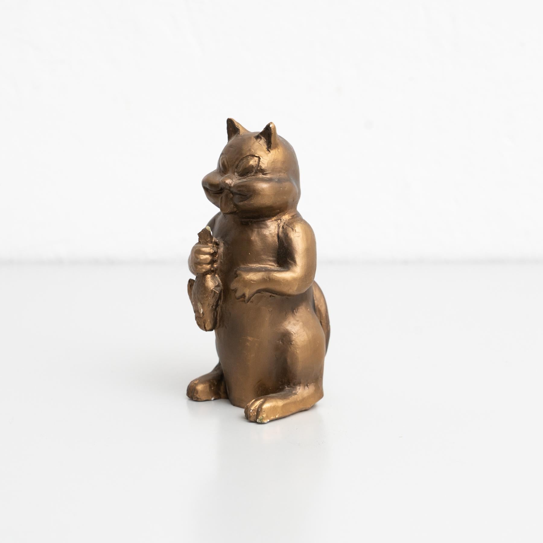 Plaster Traditional Cat Figure, circa 1950 For Sale 4