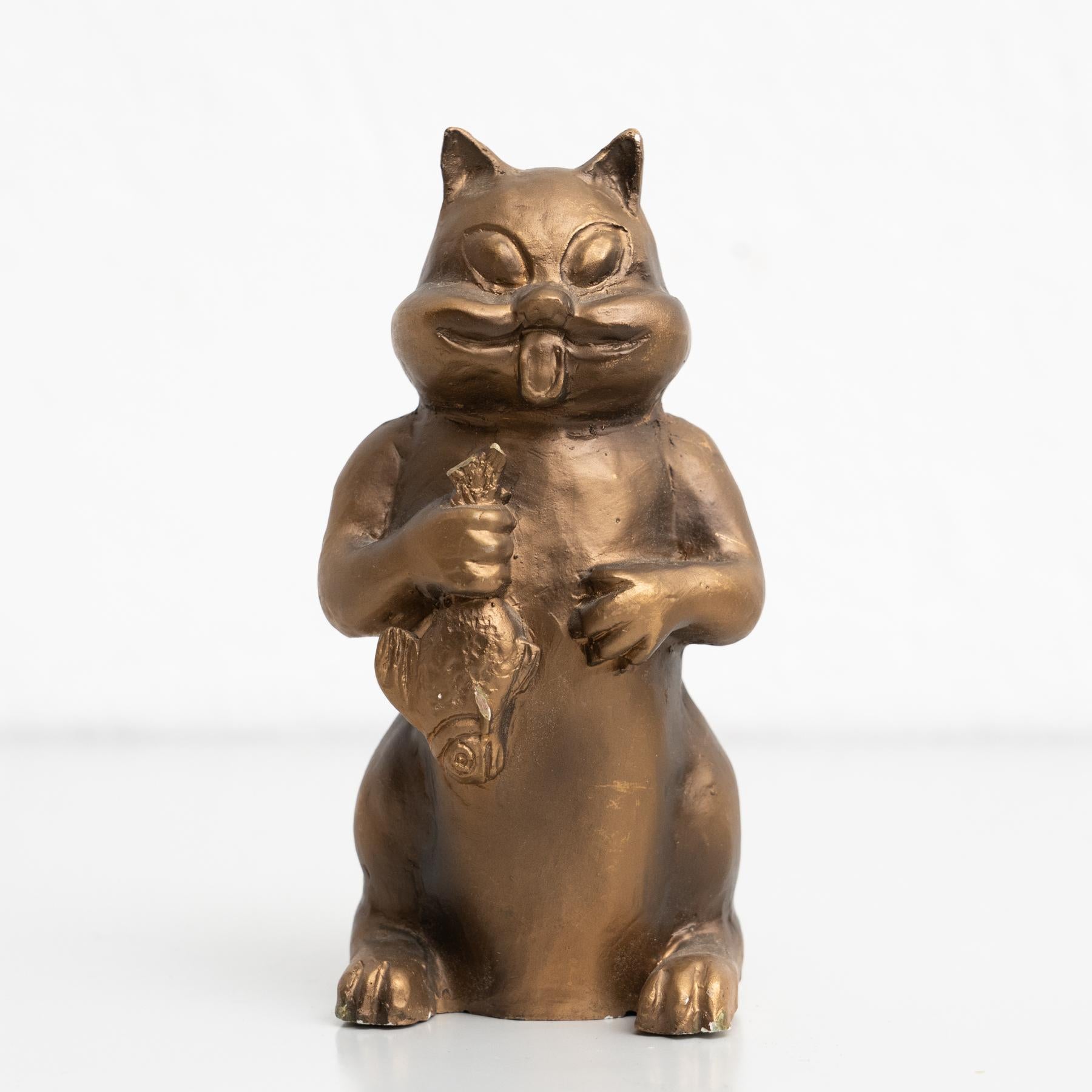 Figure traditionnelle de chat en plâtre, vers 1950 en vente 3