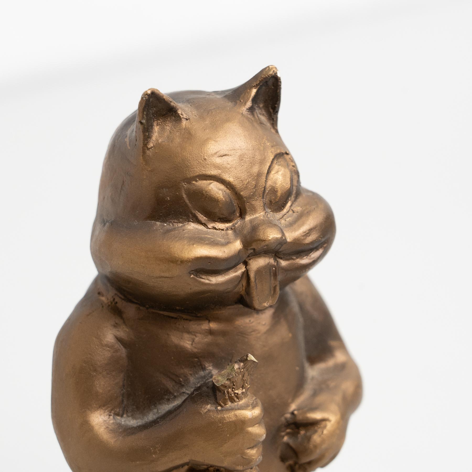 Plaster Traditional Cat Figure, circa 1950 For Sale 7