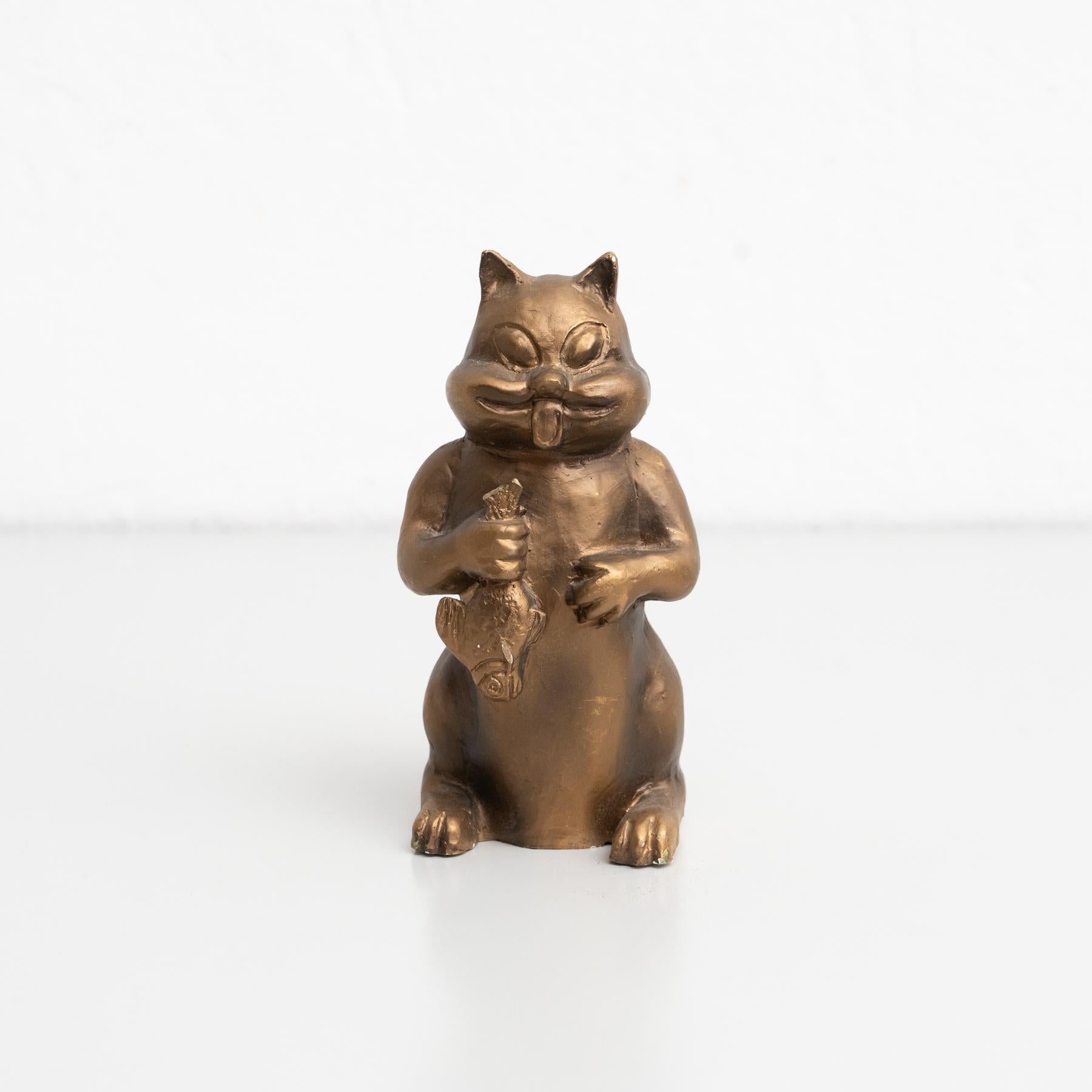 Modern Plaster Traditional Cat Figure, circa 1950 For Sale