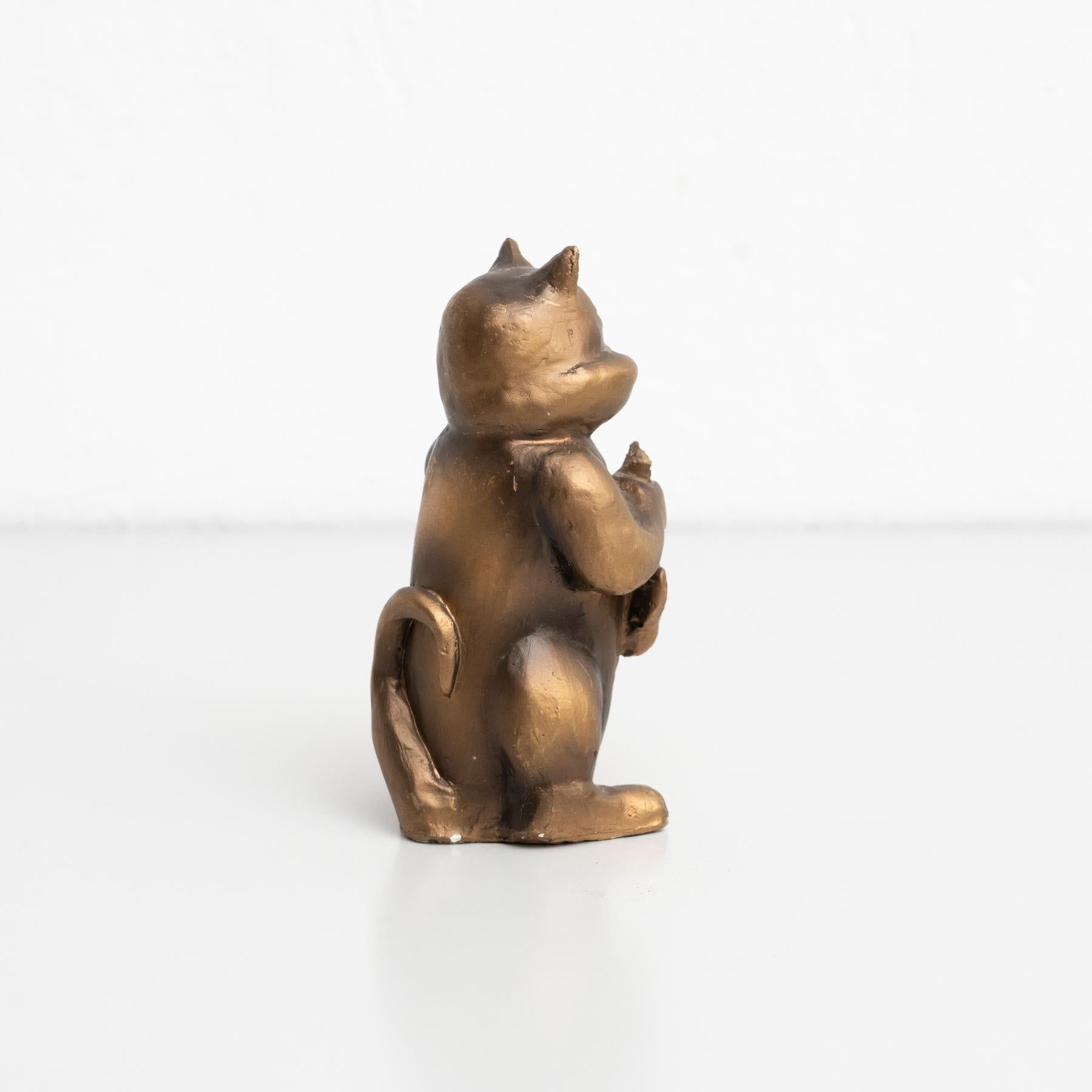 Mid-20th Century Plaster Traditional Cat Figure, circa 1950 For Sale